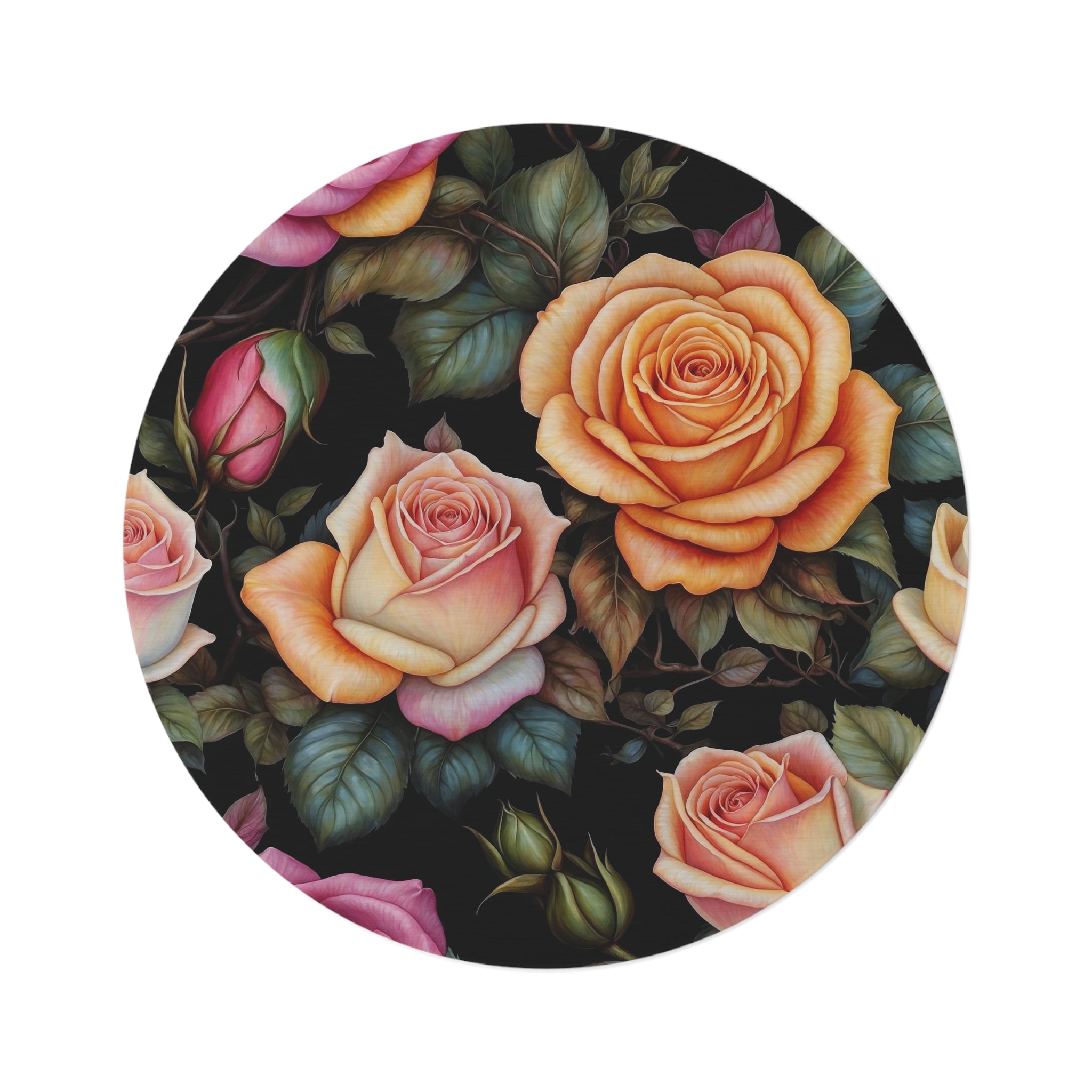 Captivating Pastel Floral Rose Designed 60" Round Rug