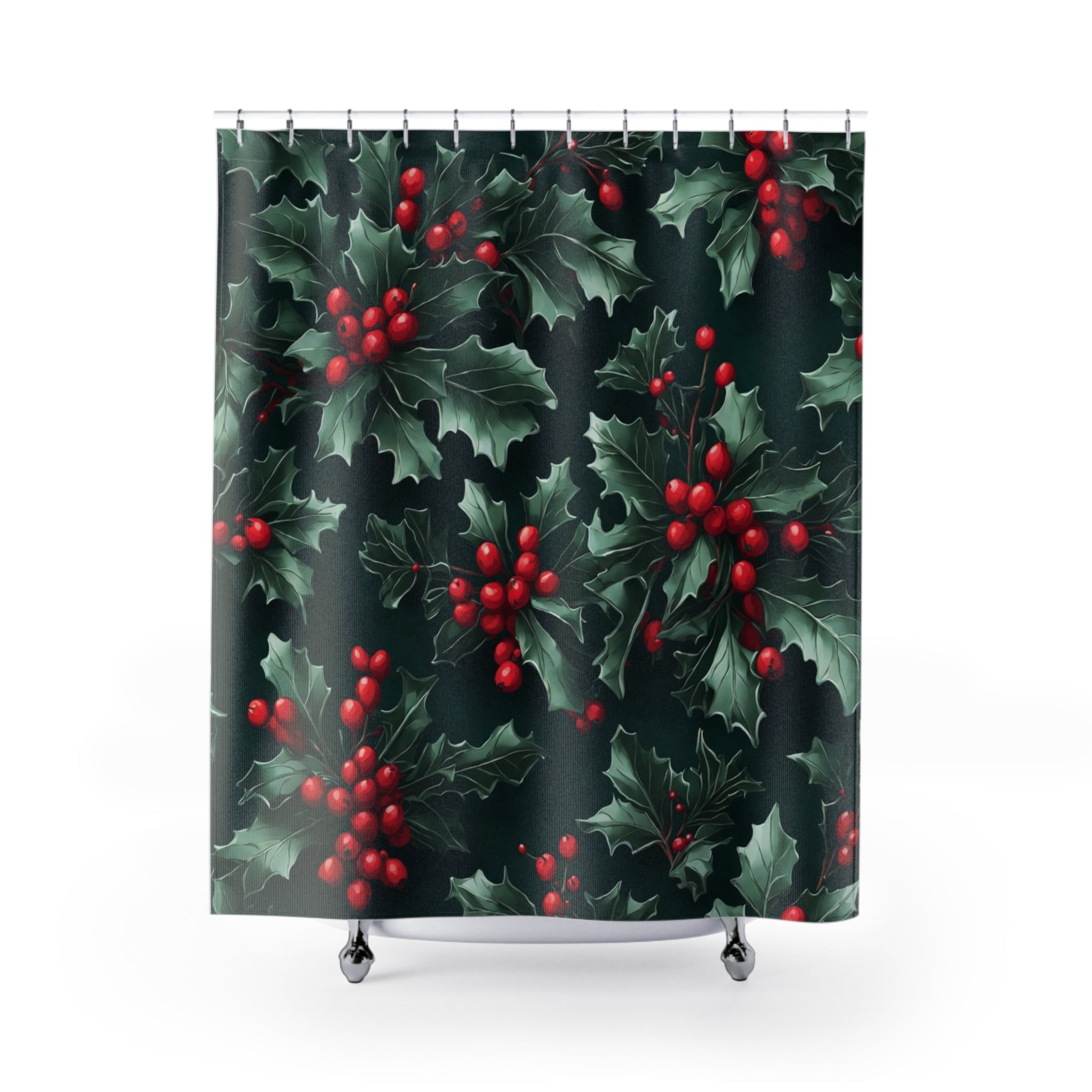 Holly & Berries Christmas Shower Curtain