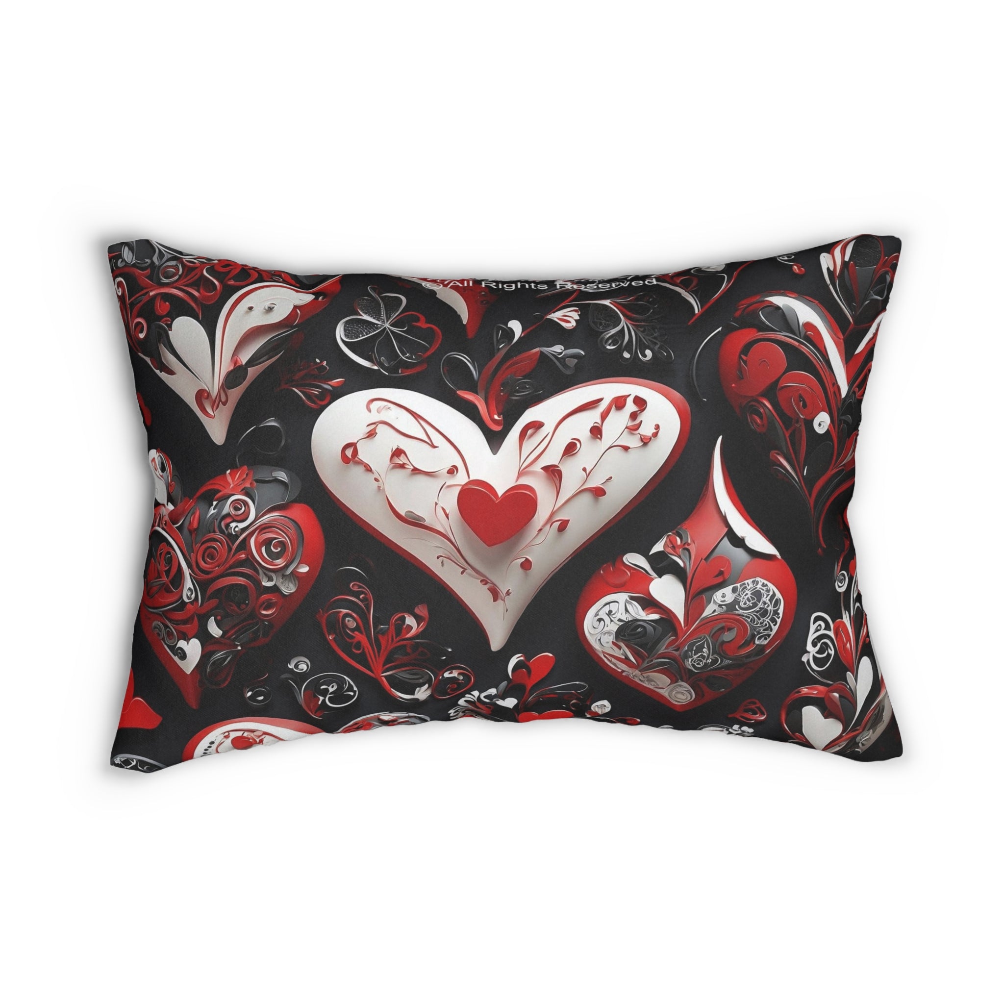 Sophisticated Valentine Heart Designed Spun Polyester Lumbar Pillow insert INCLUDED