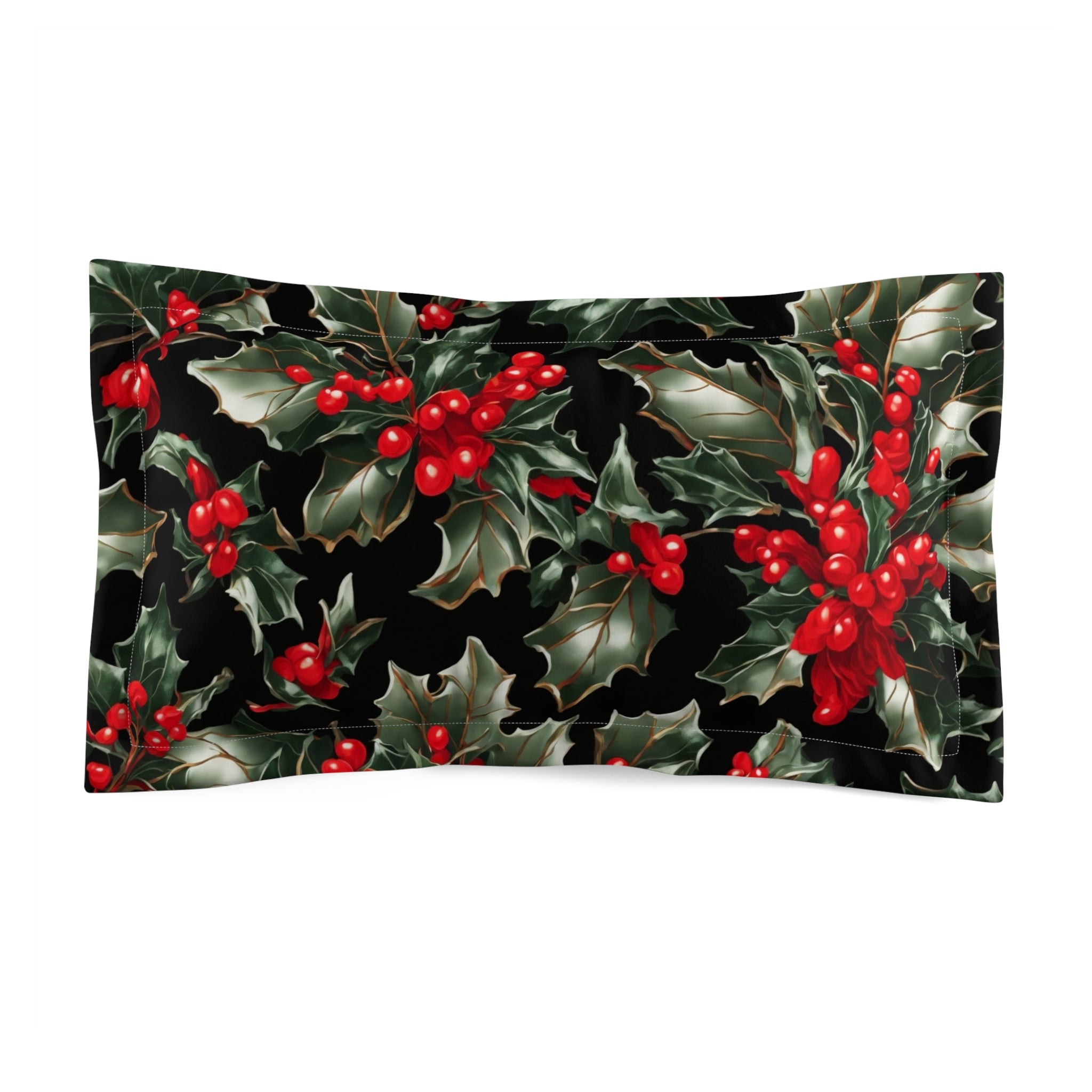 Elegant Holly of Christmas Designed Microfiber Pillow Sham Available in 2 Sizes