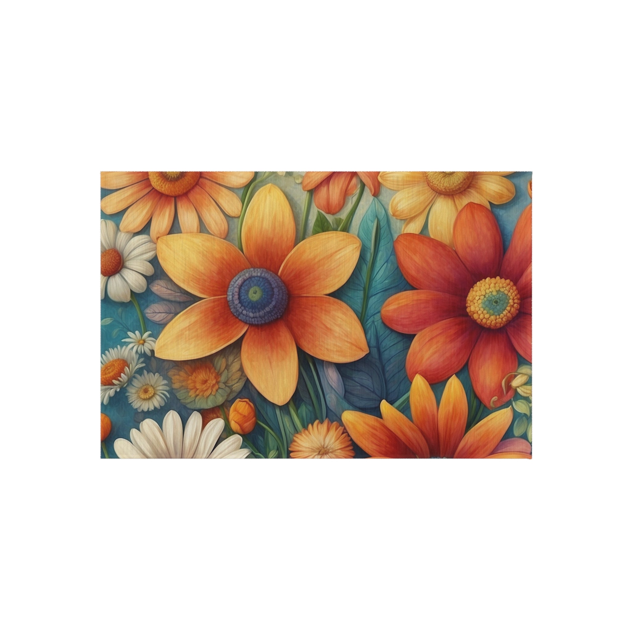 Summertime Full of Colorful Flowers Indoor Outdoor Rugs Multiple Sizes