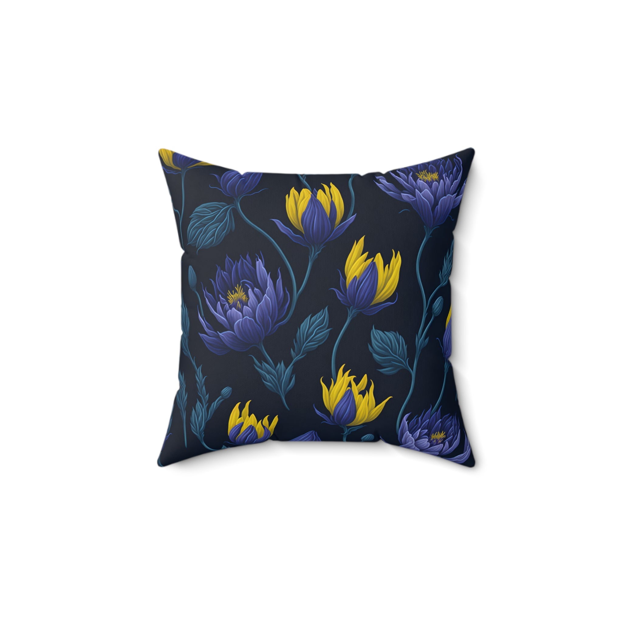 Elegant Pulsatilla Flower Designed Spun Polyester Square Couch Throw Pillow with Insert