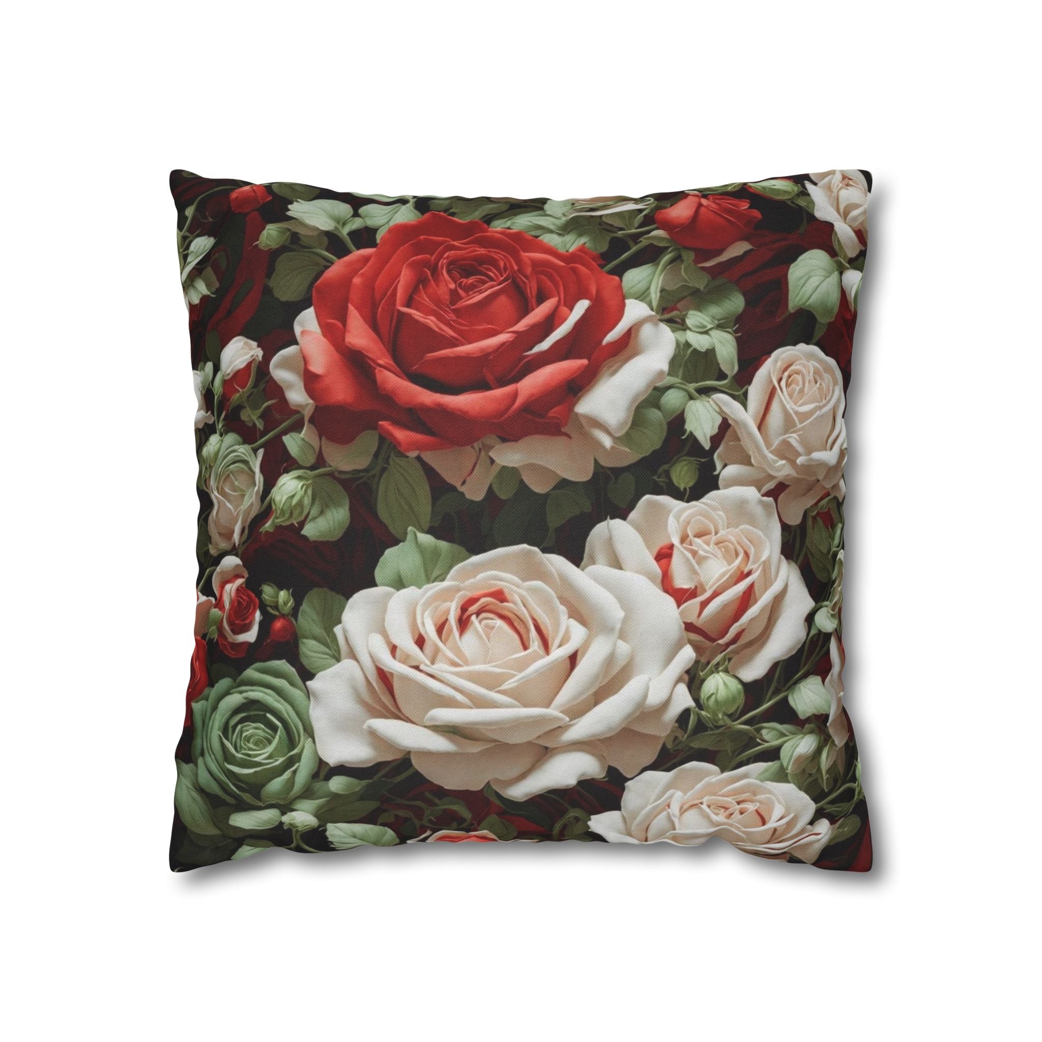 Cold Bunches of Roses Designed Spun Polyester Square Pillow Case Cover