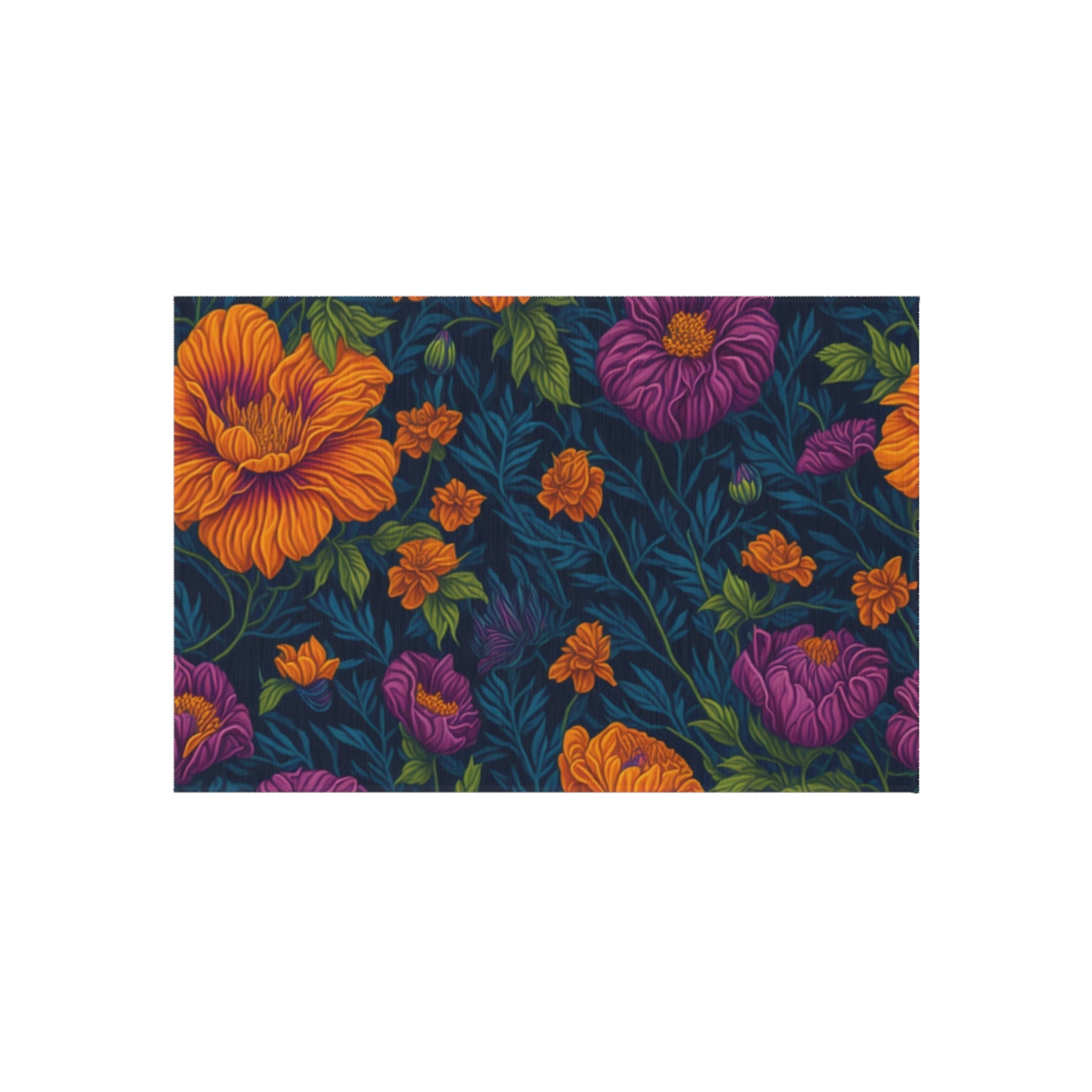 Botanical Tetraneuris Flowers Designed Indoor Outdoor Rug Available in Multiple Sizes