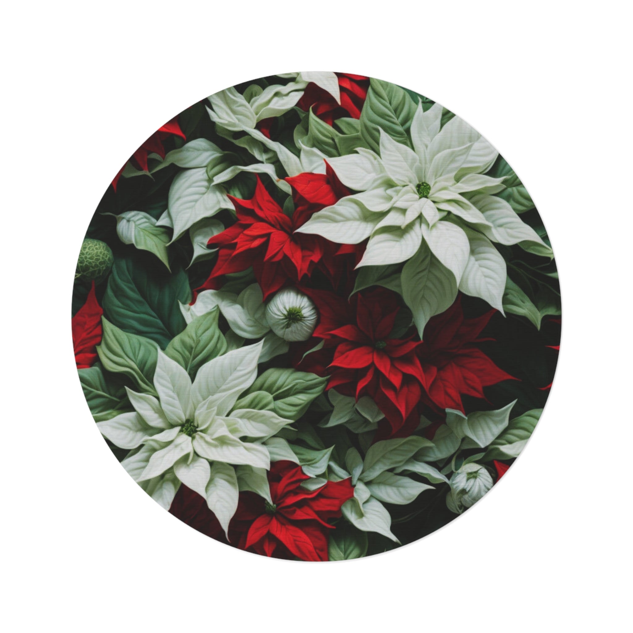 Blooming Bali Poinsettia Flower Designed 60" Round Rug