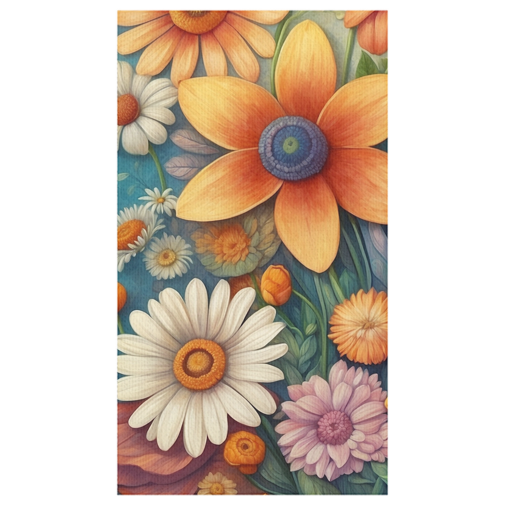 Summertime Full of Colorful Flowers Tablecloth 2 Available Sizes