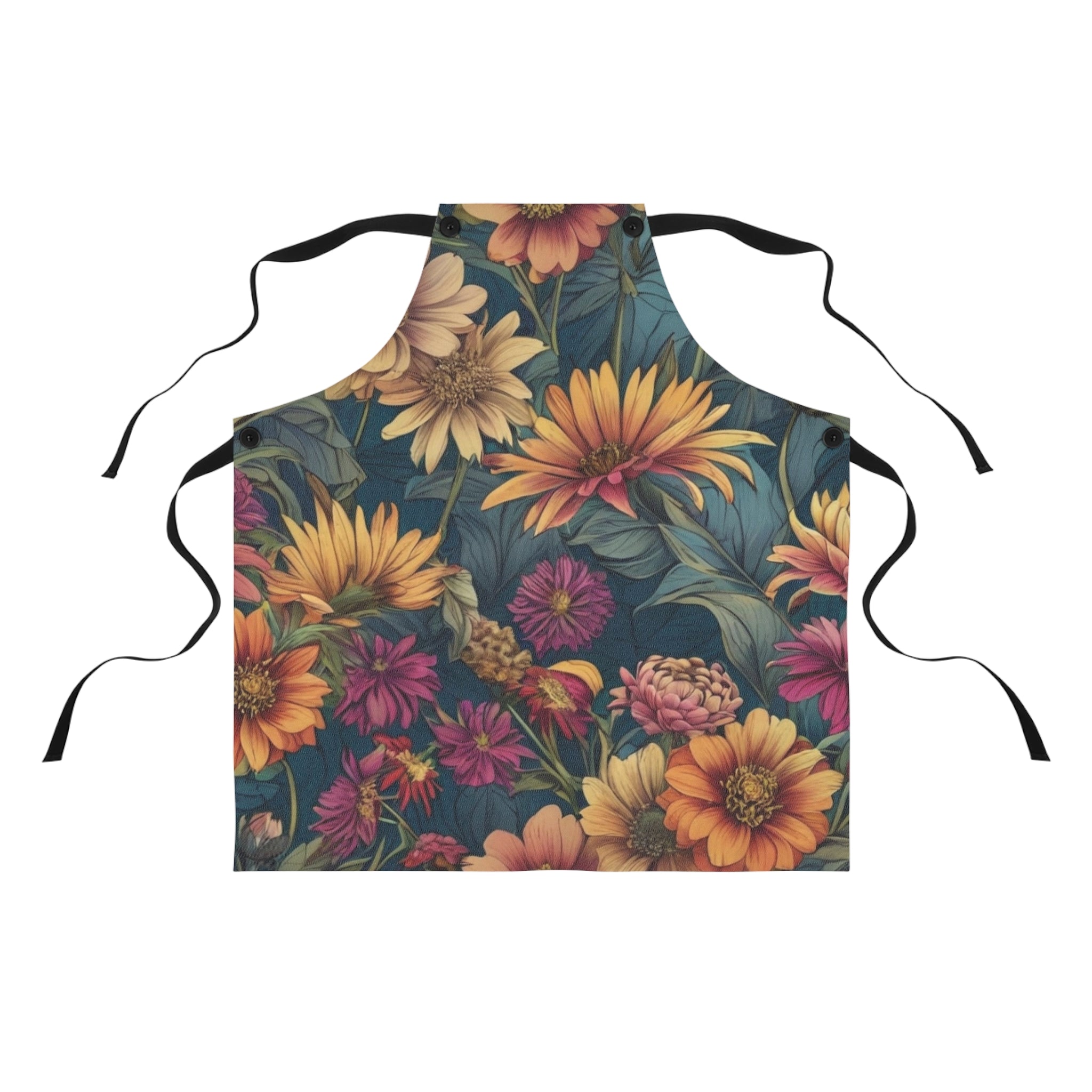 Beautiful Zinnia Blooming Garden Designed Apron