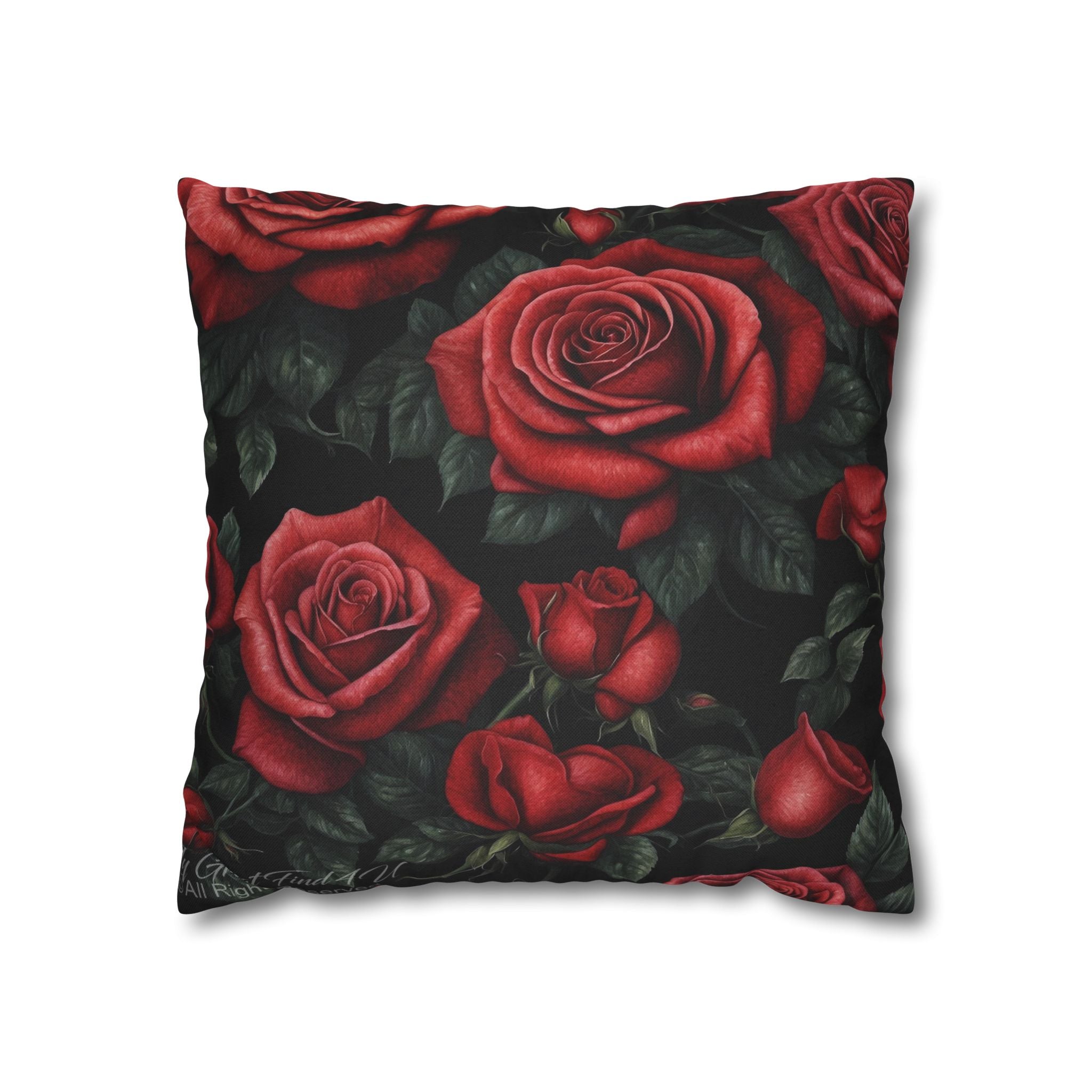 Red Roses Awakening Designed Spun Polyester Square Pillow Case Cover