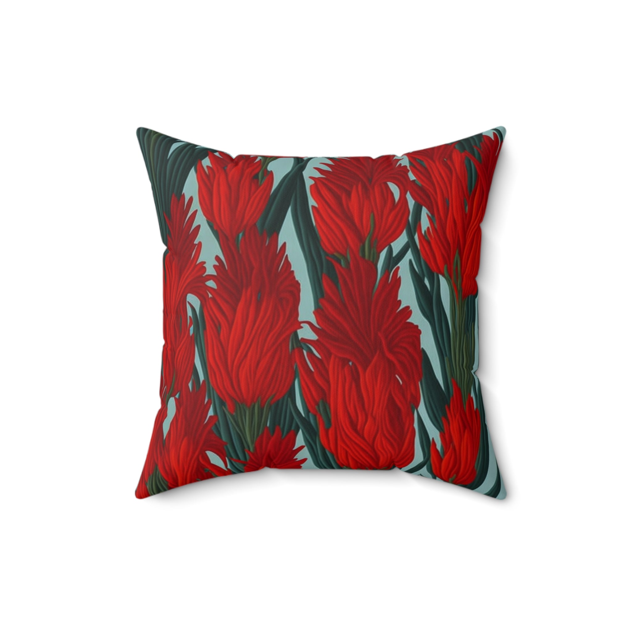 Red Hot Poker Flower Spun Polyester Square Couch Throw Floral Pillow