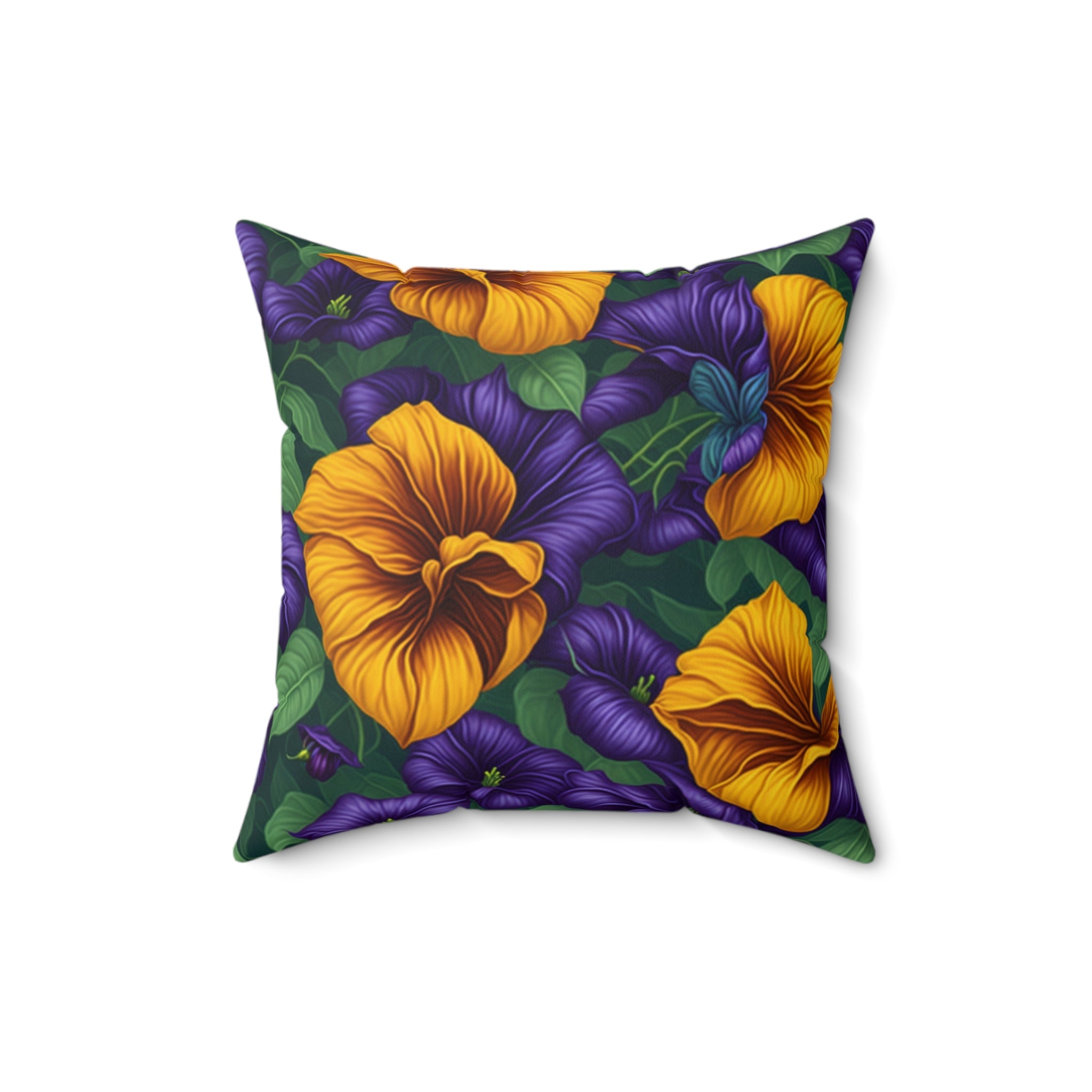 Futuristic Thunbergia Flowers Designed Throw Pillow - Floral Elegance in Multiple Sizes - with Insert