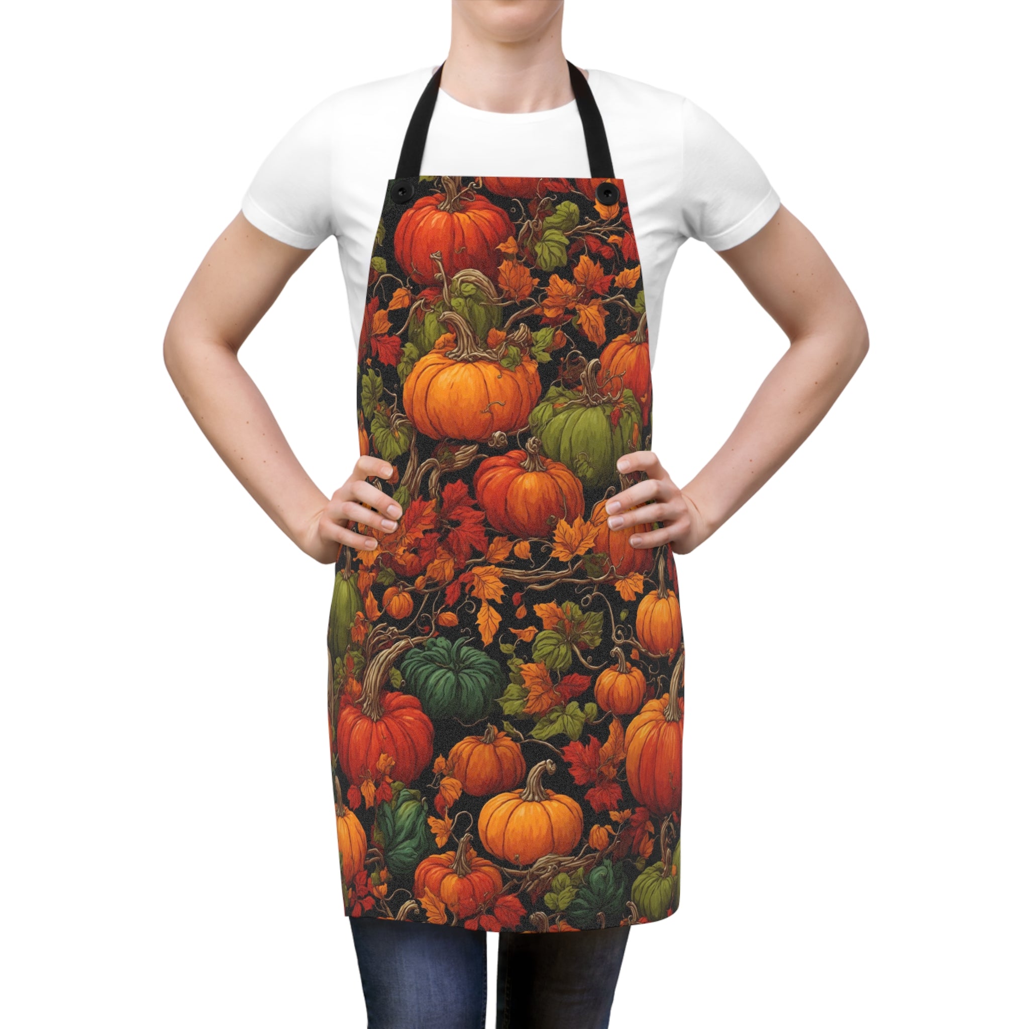 The Pumpkin Patch Apron  - Fall Print Design Apron - Autumn Pumpkin Design Apron - House Warming Gift