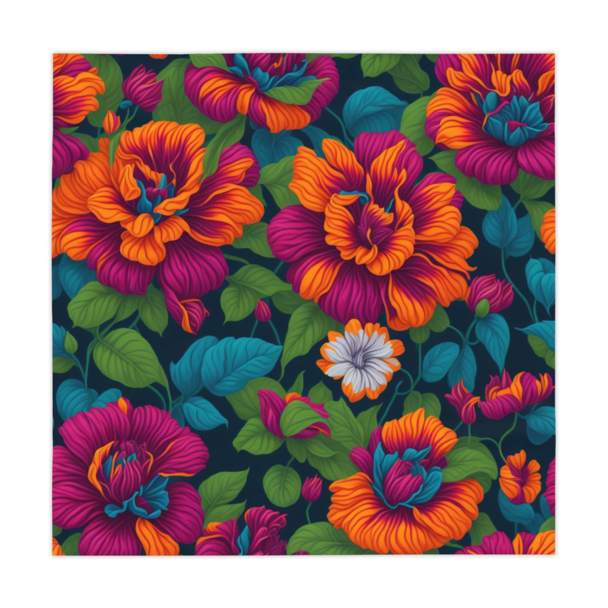 Dramatic Tropical Vesalea Flowers Designed 55" X 55" Tablecloth