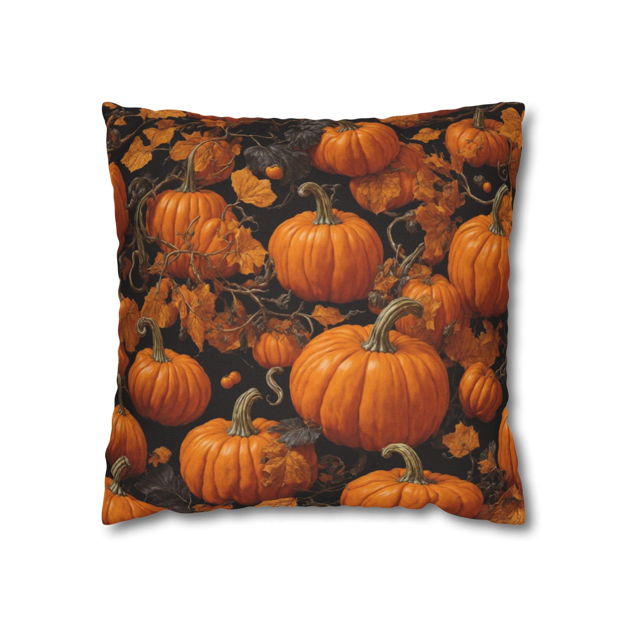 Plentiful Mature Pumpkin Patch Designed Square Pillow Case Cover