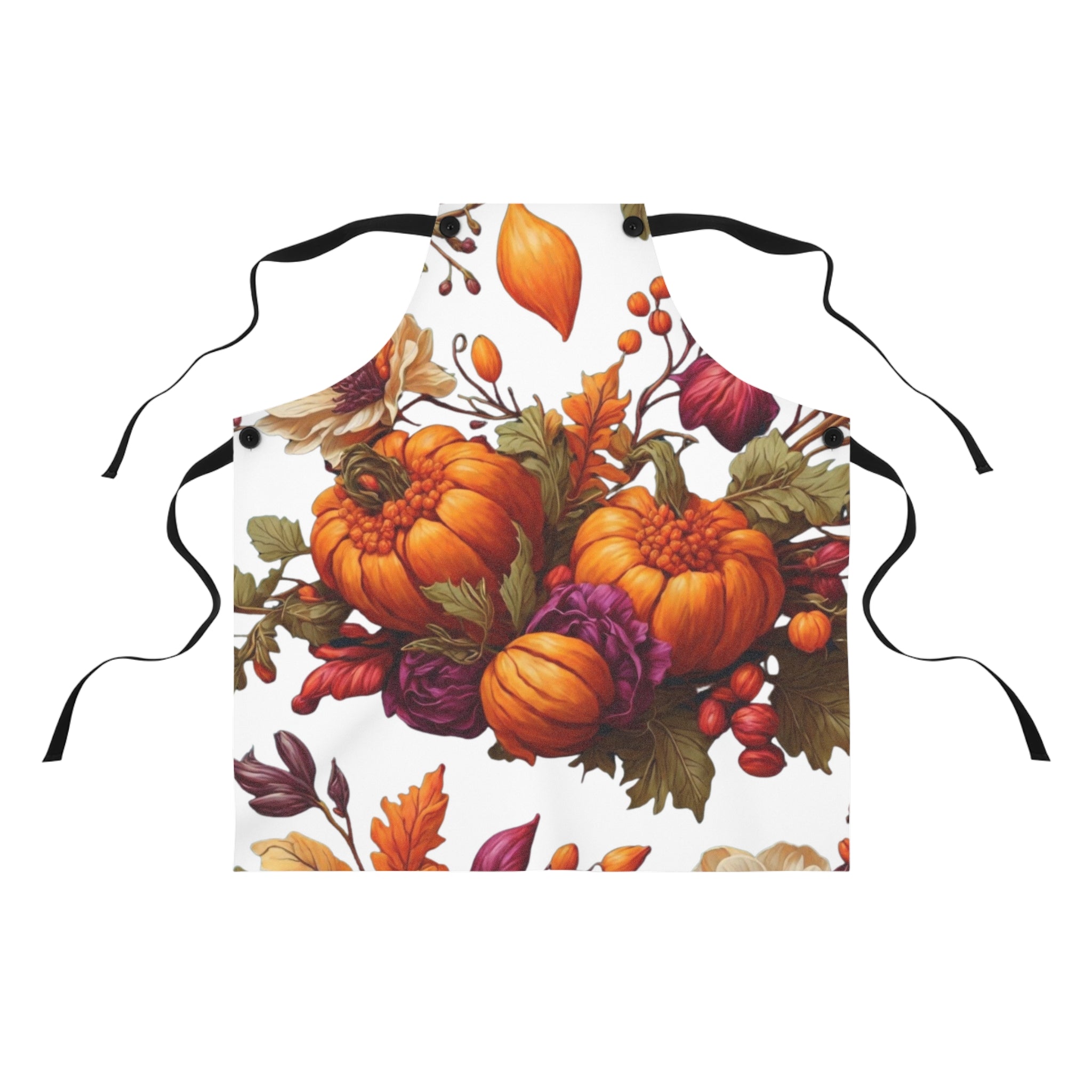 Verdant Autumn Floral and Gourds Designed Cooking Chef Apron