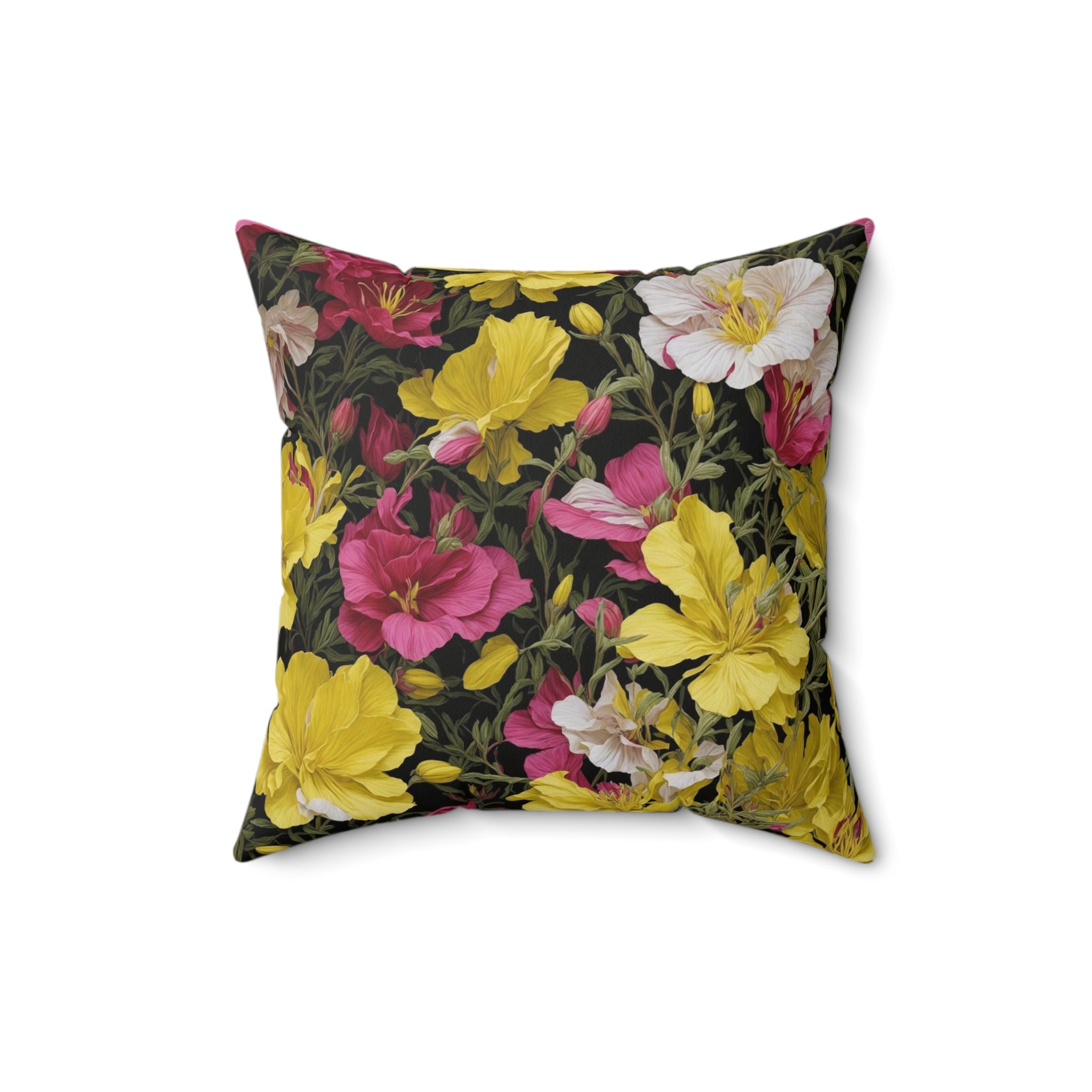 Bountiful Oenothera Evening Primrose Spun Polyester Square Pillow with Insert