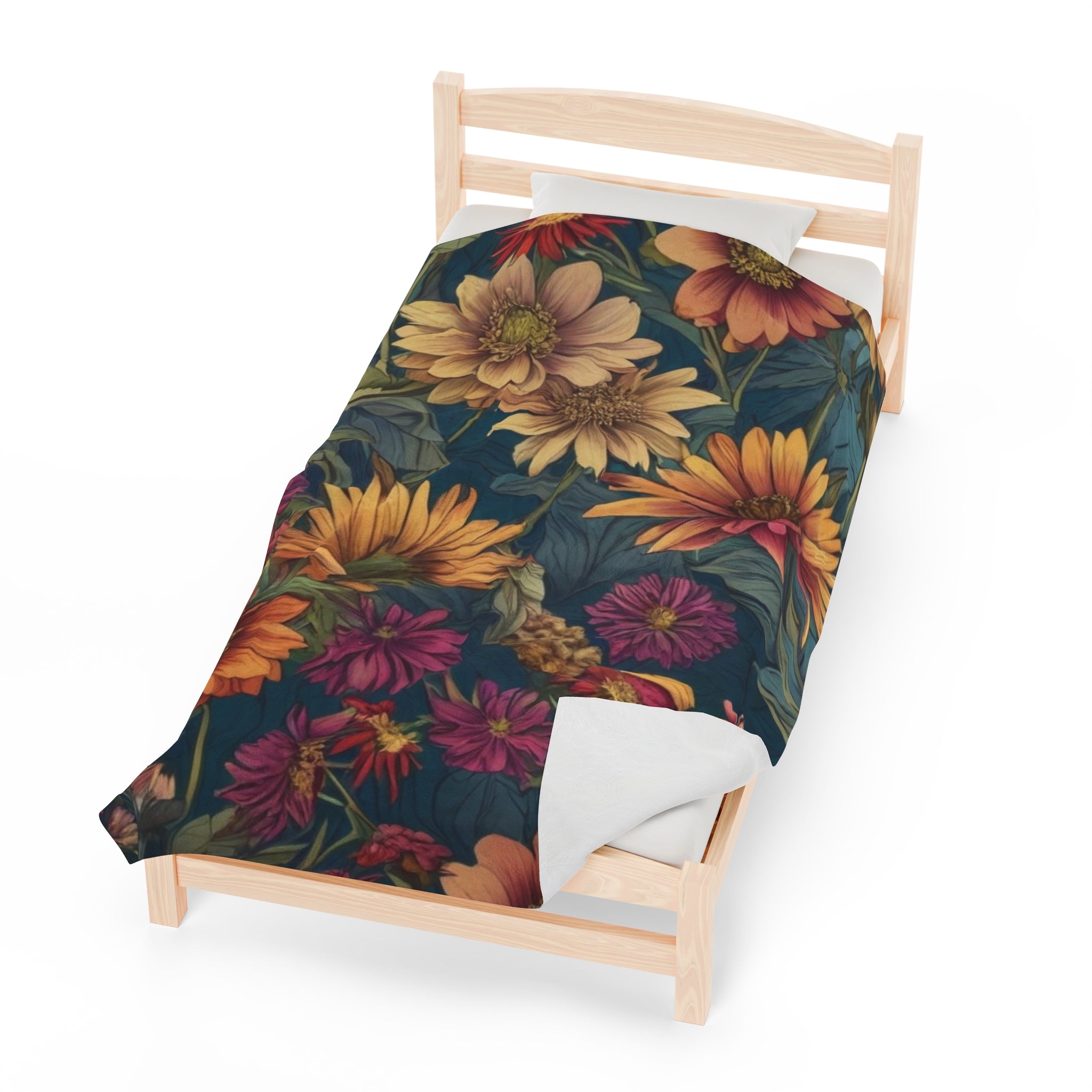 Beautiful Zinnia Blooming Garden Designed Velveteen Plush Blanket Multiple Sizes Available