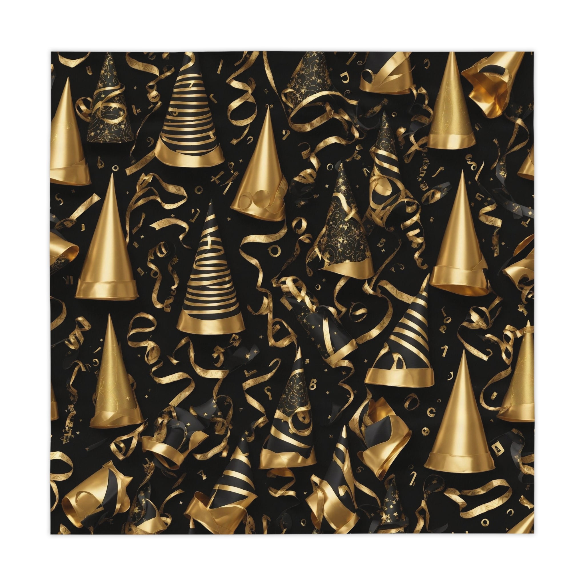 Avant-Garde Stunning Black and Gold Designed New Year's Decor Tablecloth 55.1" x 55.1"