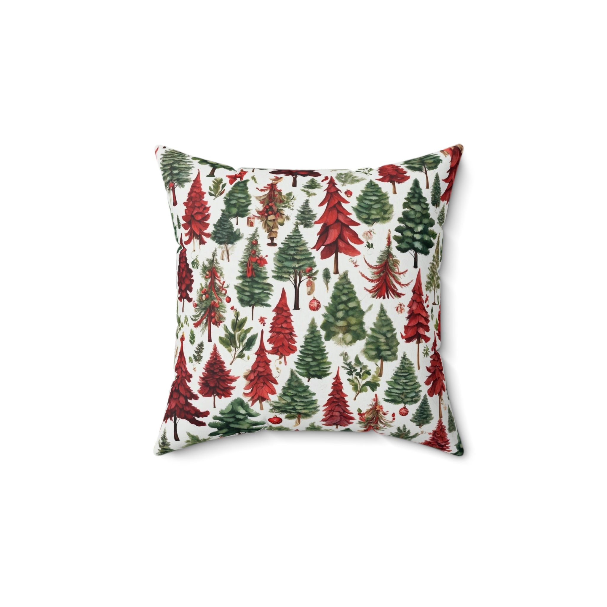 Festive & Bright Christmas Tree Designed Spun Polyester Square Pillow - Insert Included - Accents for Comfort and Style -Throw Pillow