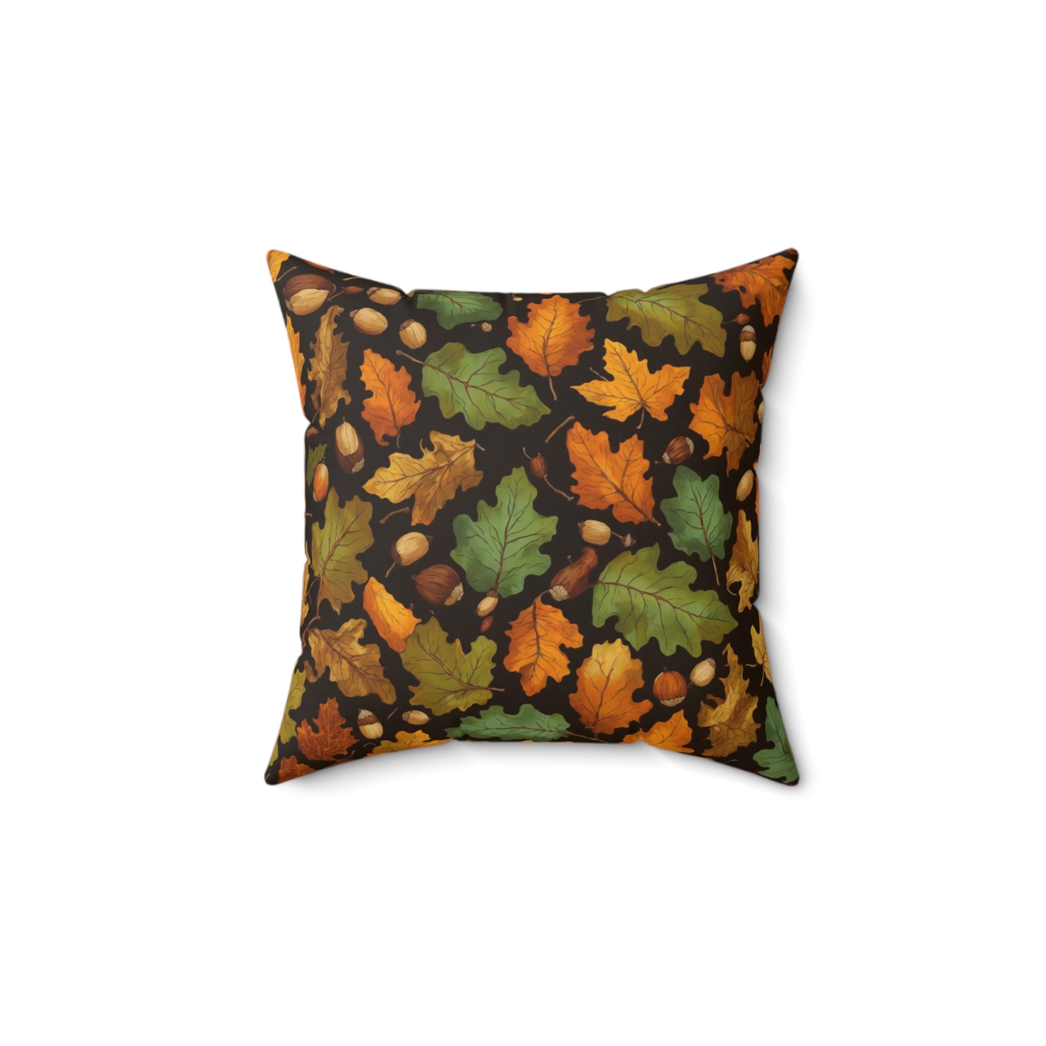 Bright Autumn Foliage with Acorns Fall Designed Spun Polyester Square Throw Pillow with Insert