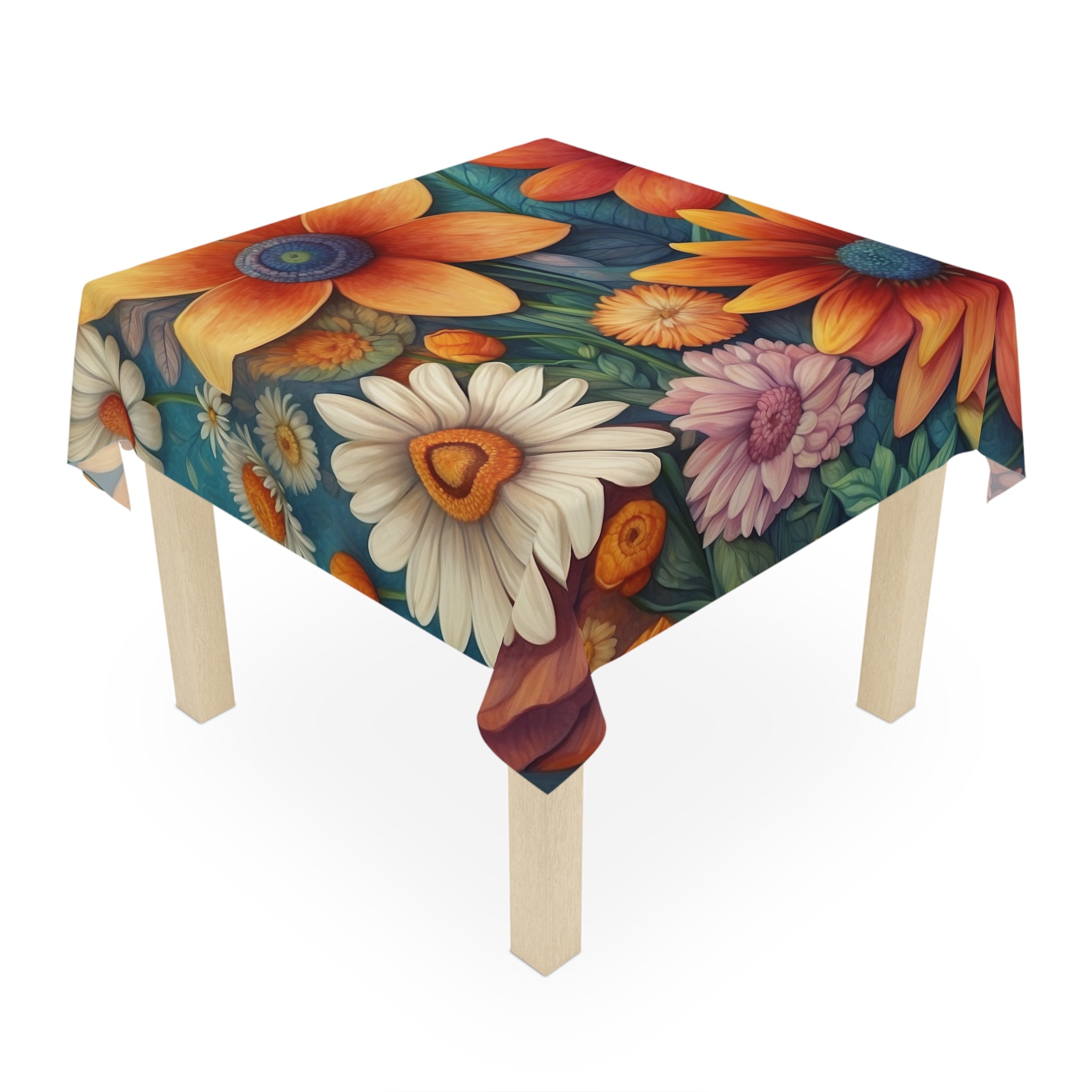 Summertime Full of Colorful Flowers 55" x 55" Tablecloth