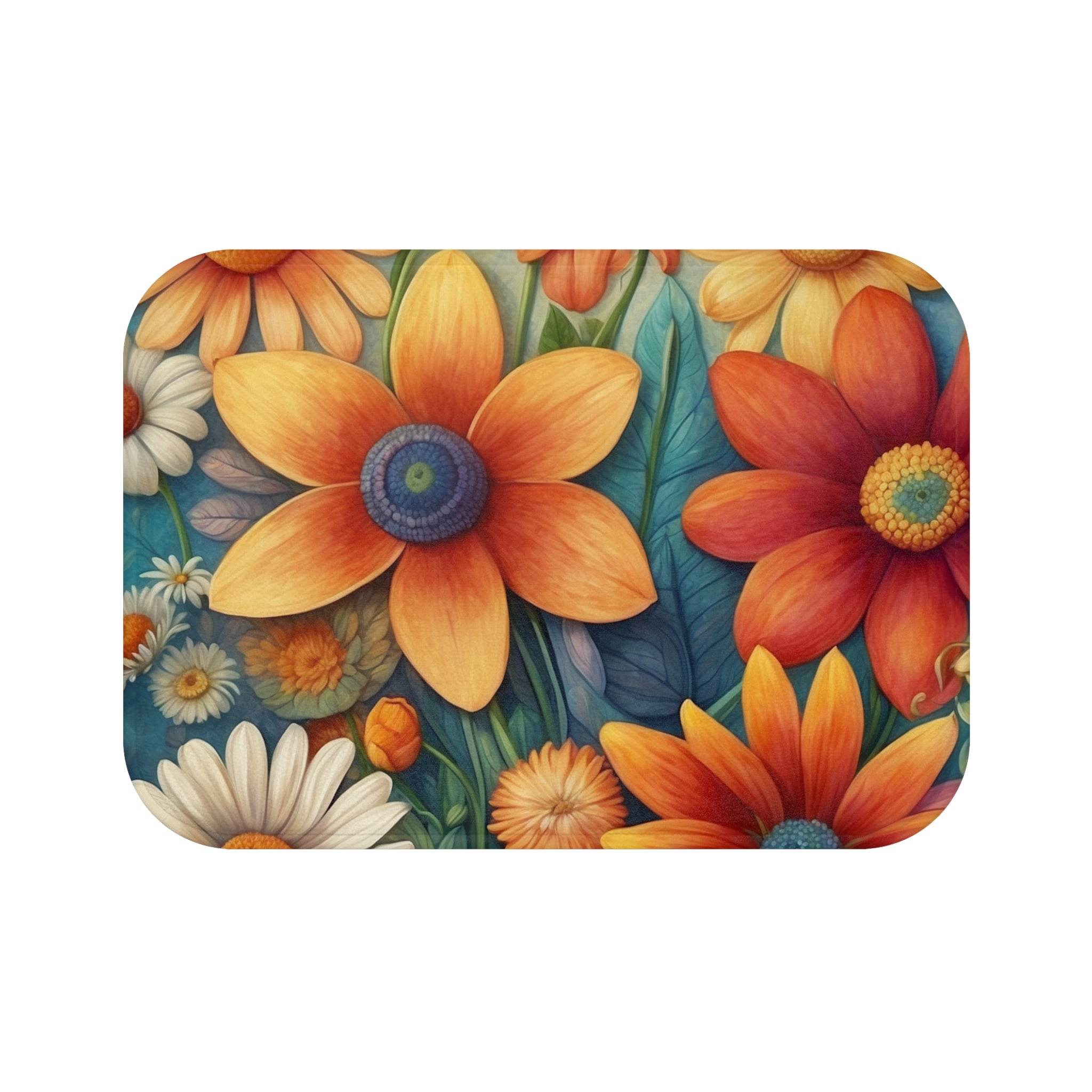 Summertime Full of Colorful Flowers Bath Mat