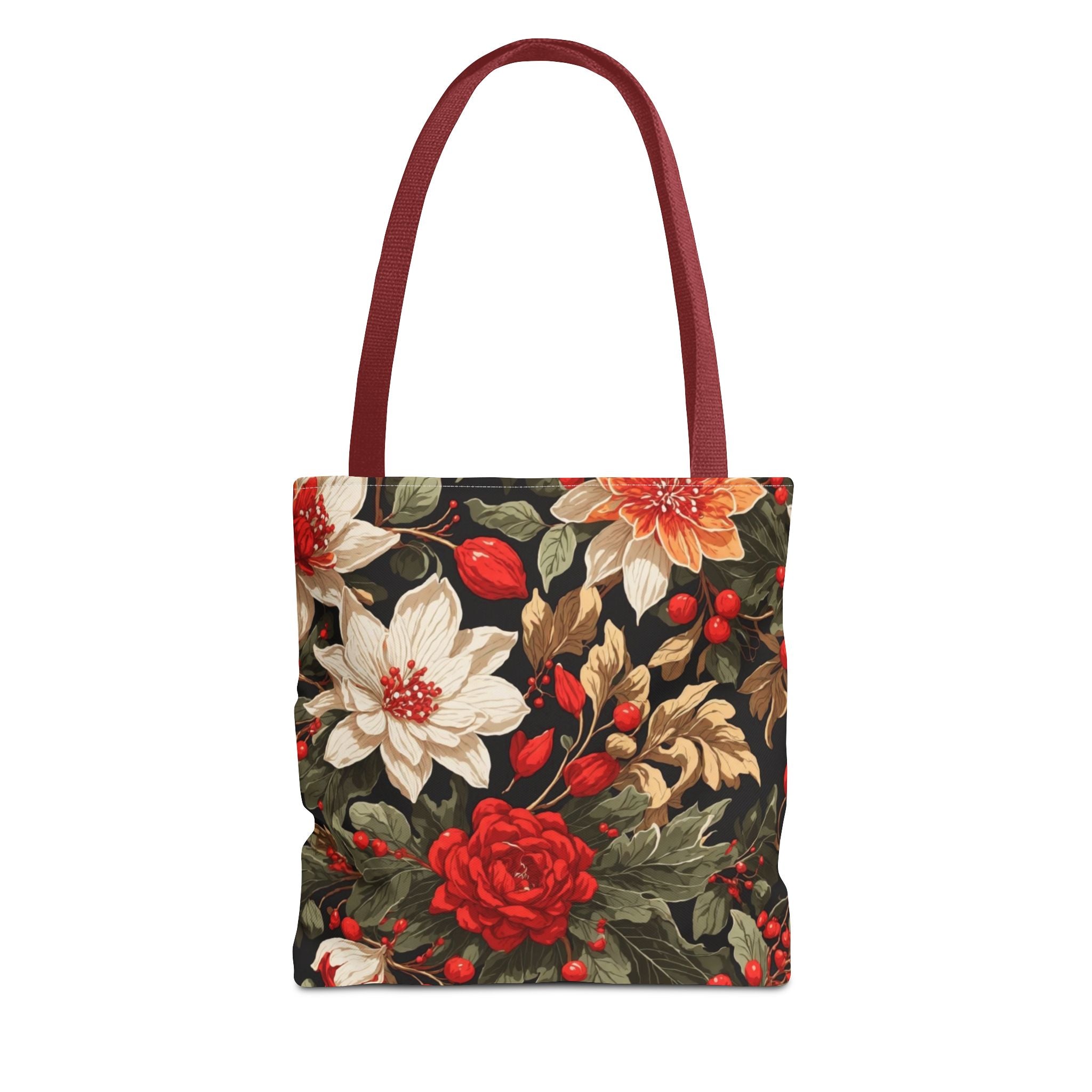 Glimmering Winter Floral Designed Tote Bag Available in 3 sizes