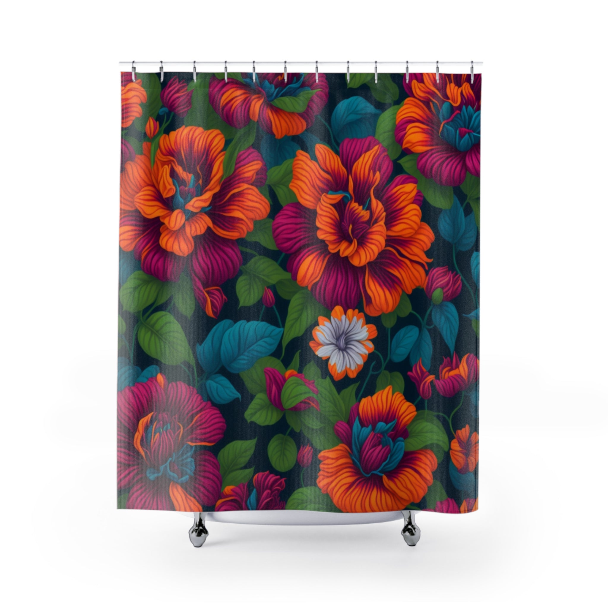 Dramatic Tropical Vesalea Flowers Designed Shower Curtain