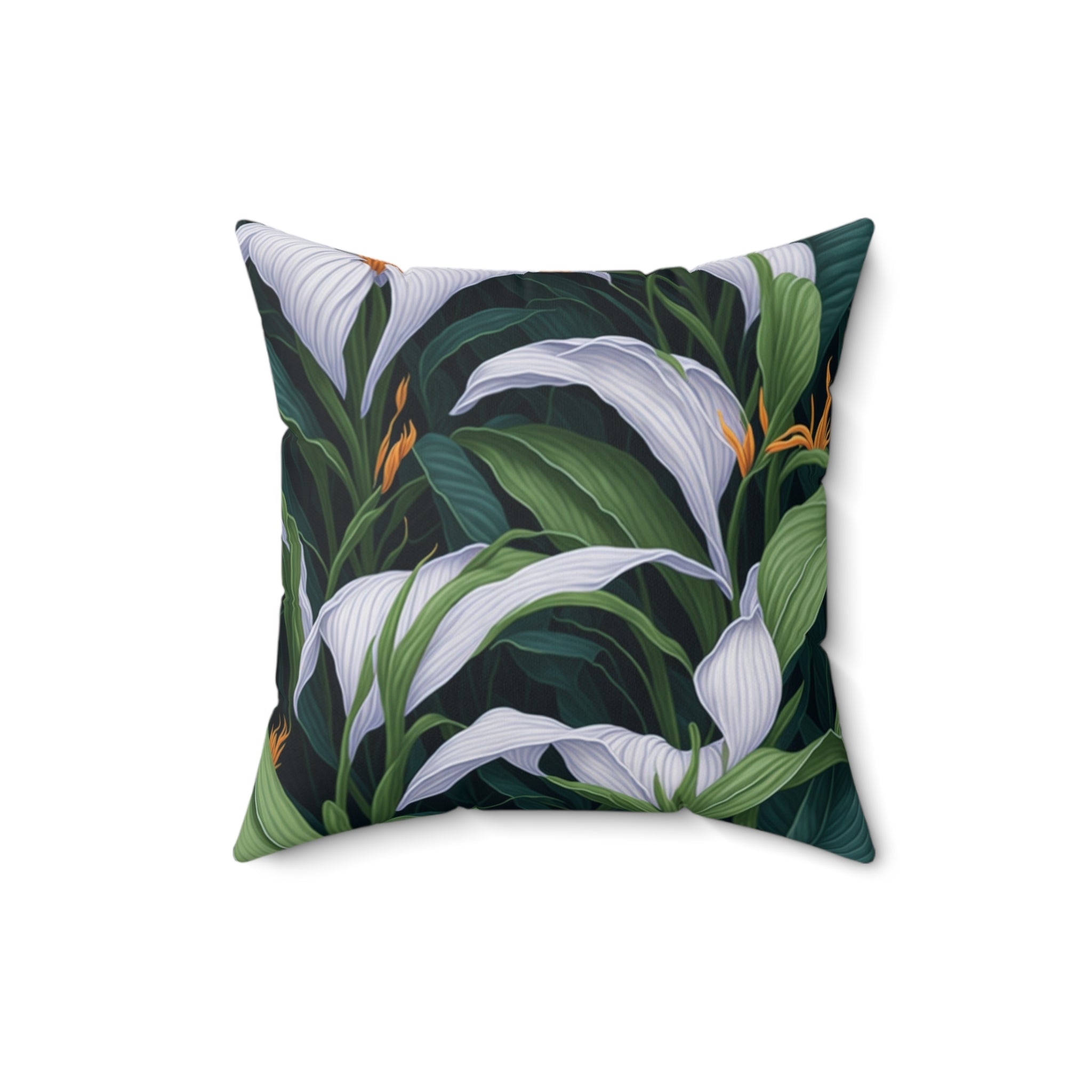 Welcoming Spathiphyllum Perennial Flower Designed Spun Polyester Square Pillow with Insert