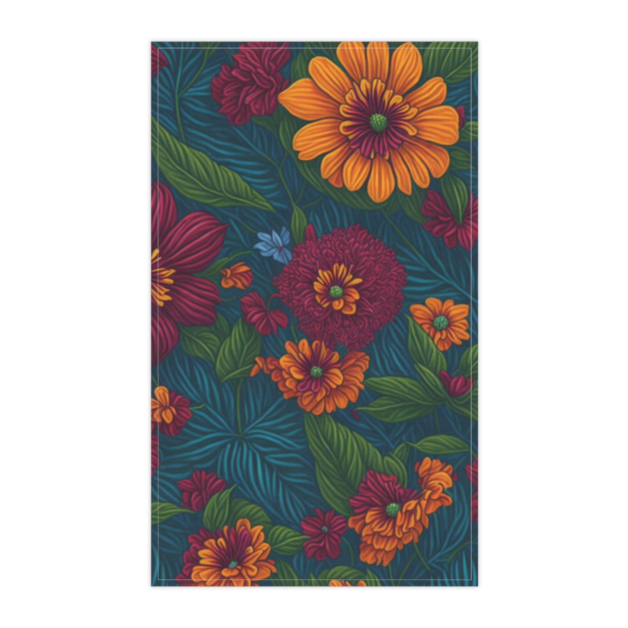 Exotic Tolmiea Flowers Designed Tea Towel (cotton, poly)