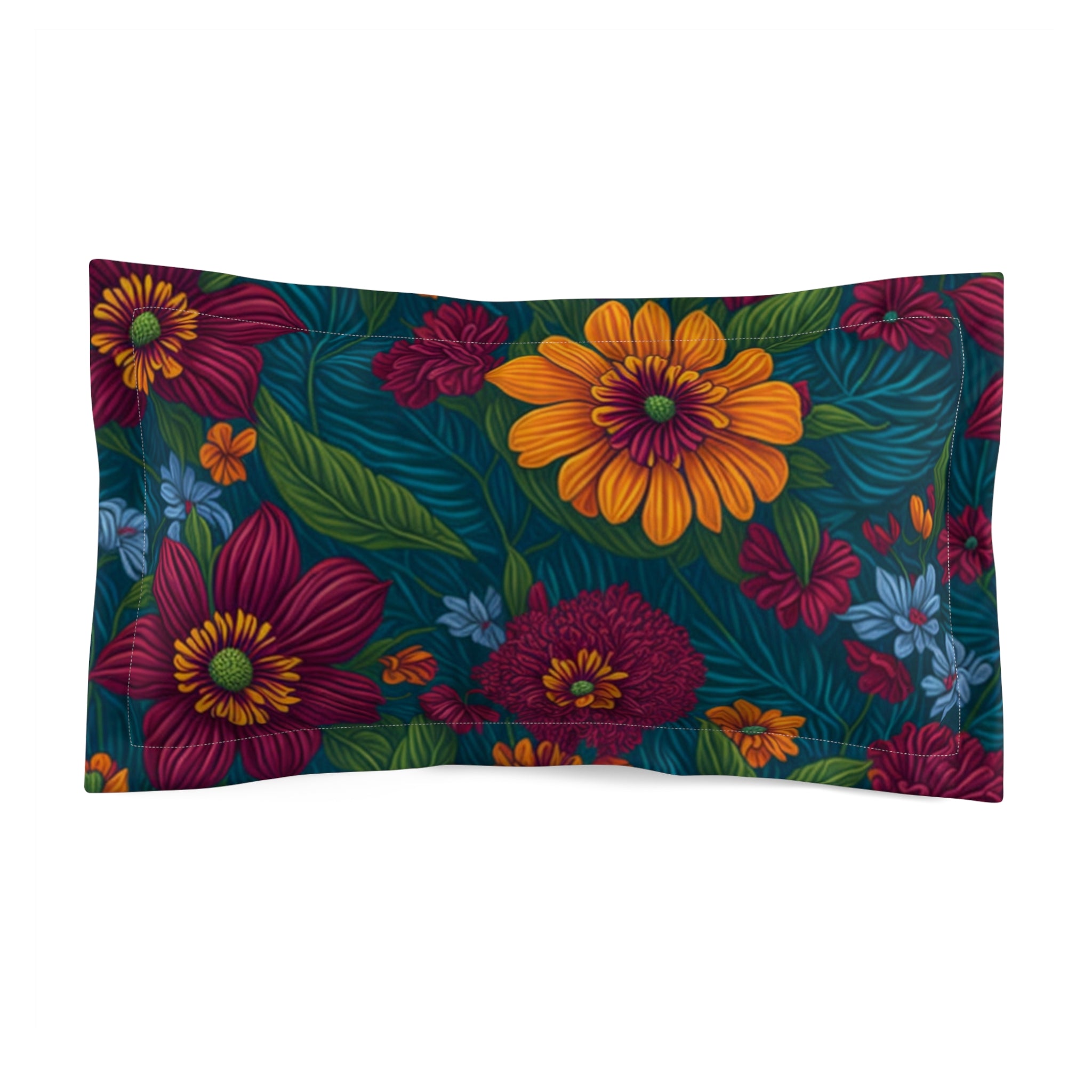 Exotic Tolmiea Flowers Designed Microfiber Pillow Sham