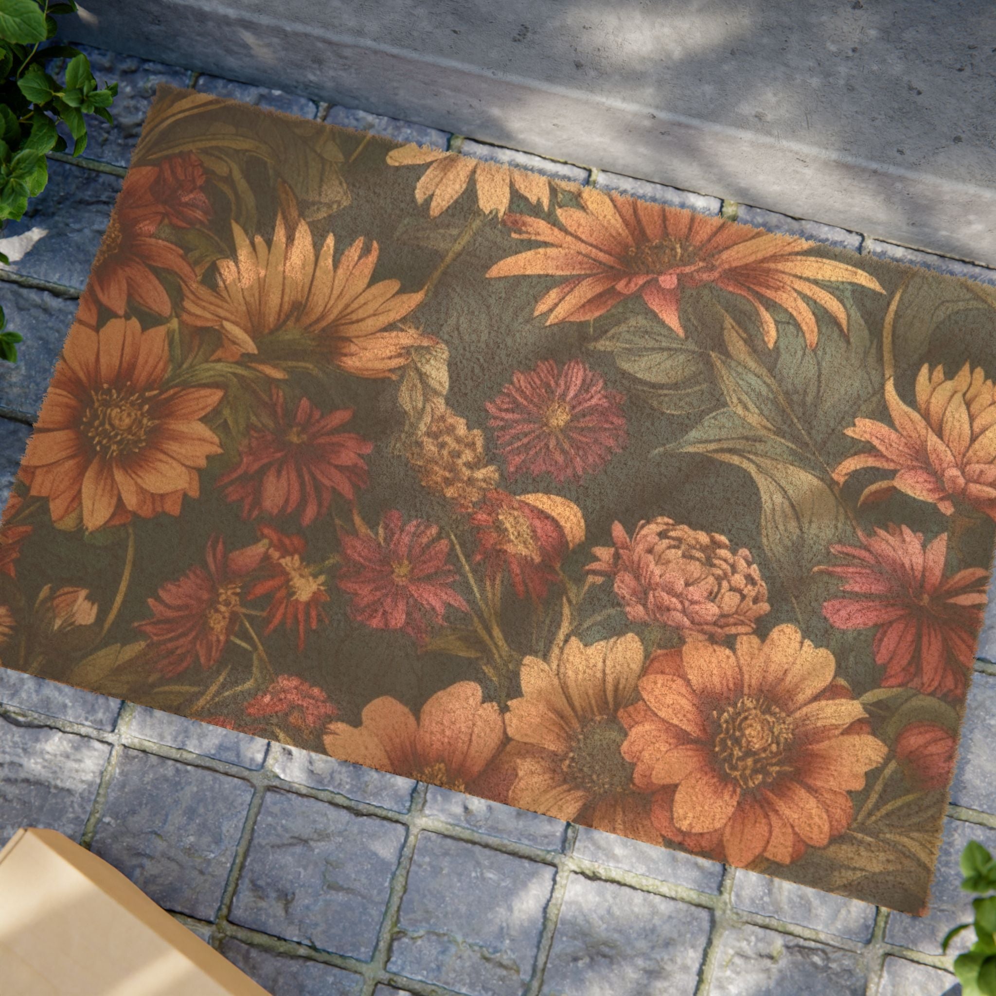 Beautiful Zinnia Blooming Garden Designed Doormat