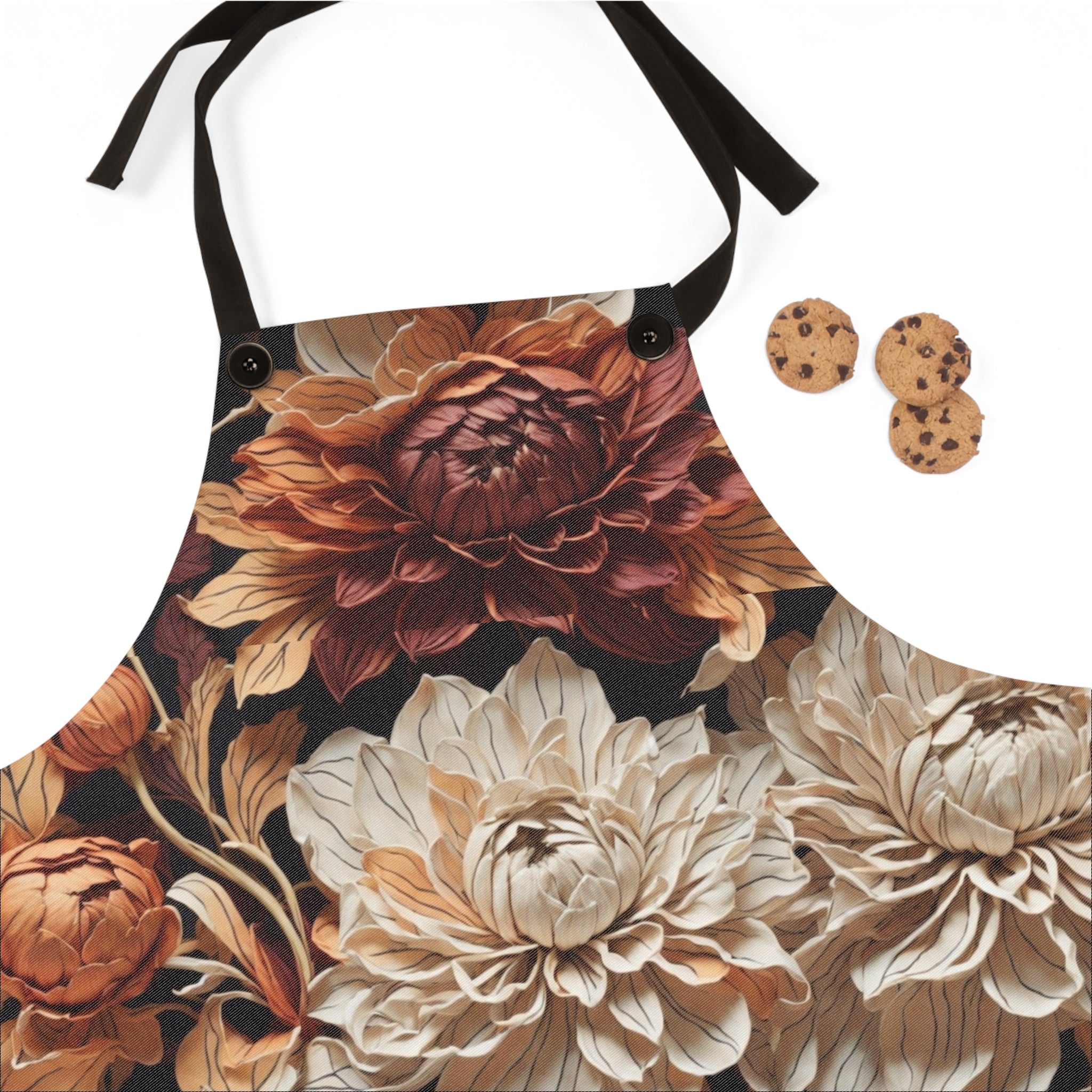 Delicate Autumn Dahlia Hues Fall Design Kitchen Apron (AOP)