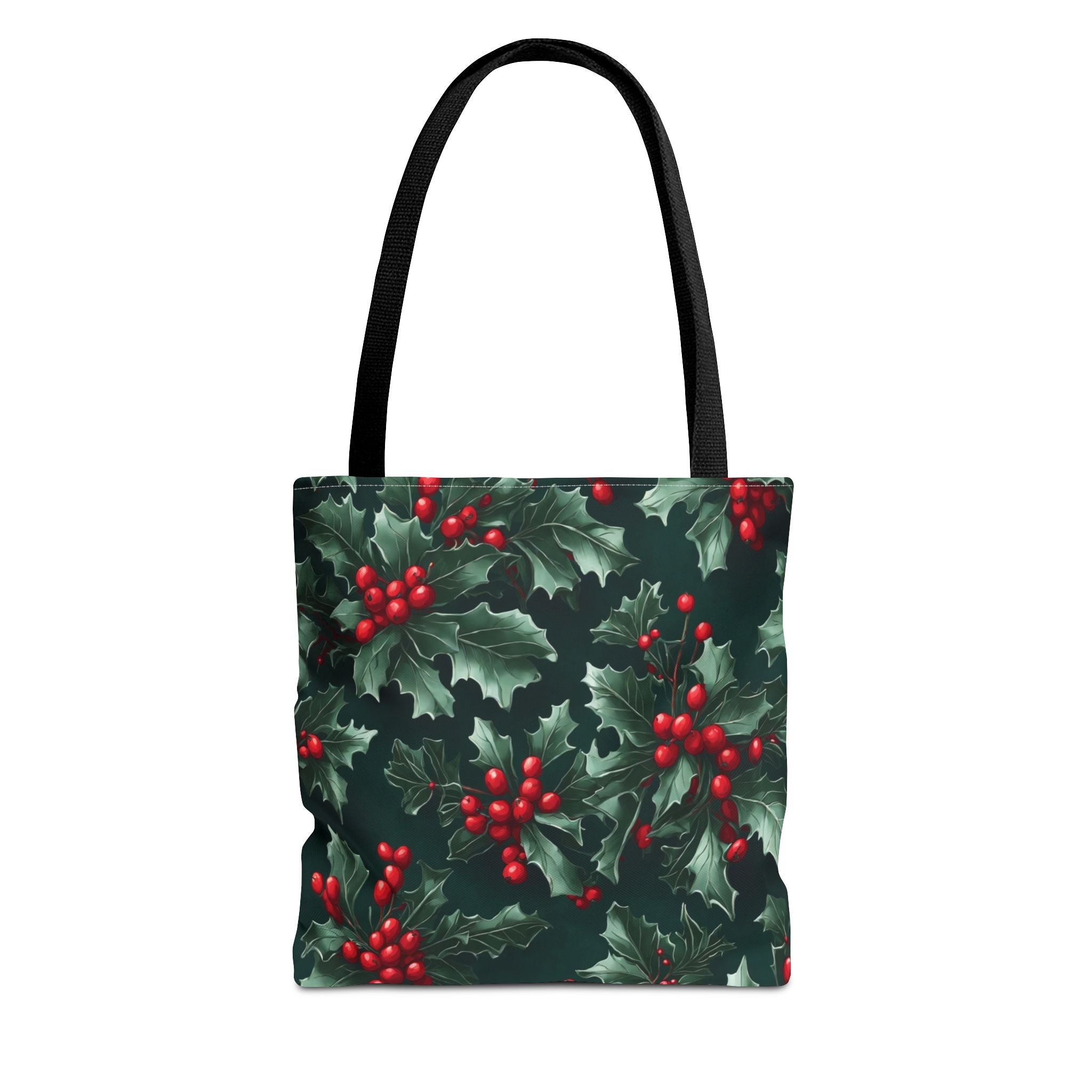 Fresh Holly and Berries Christmas Holiday Designed Tote Bag Available in 3 sizes