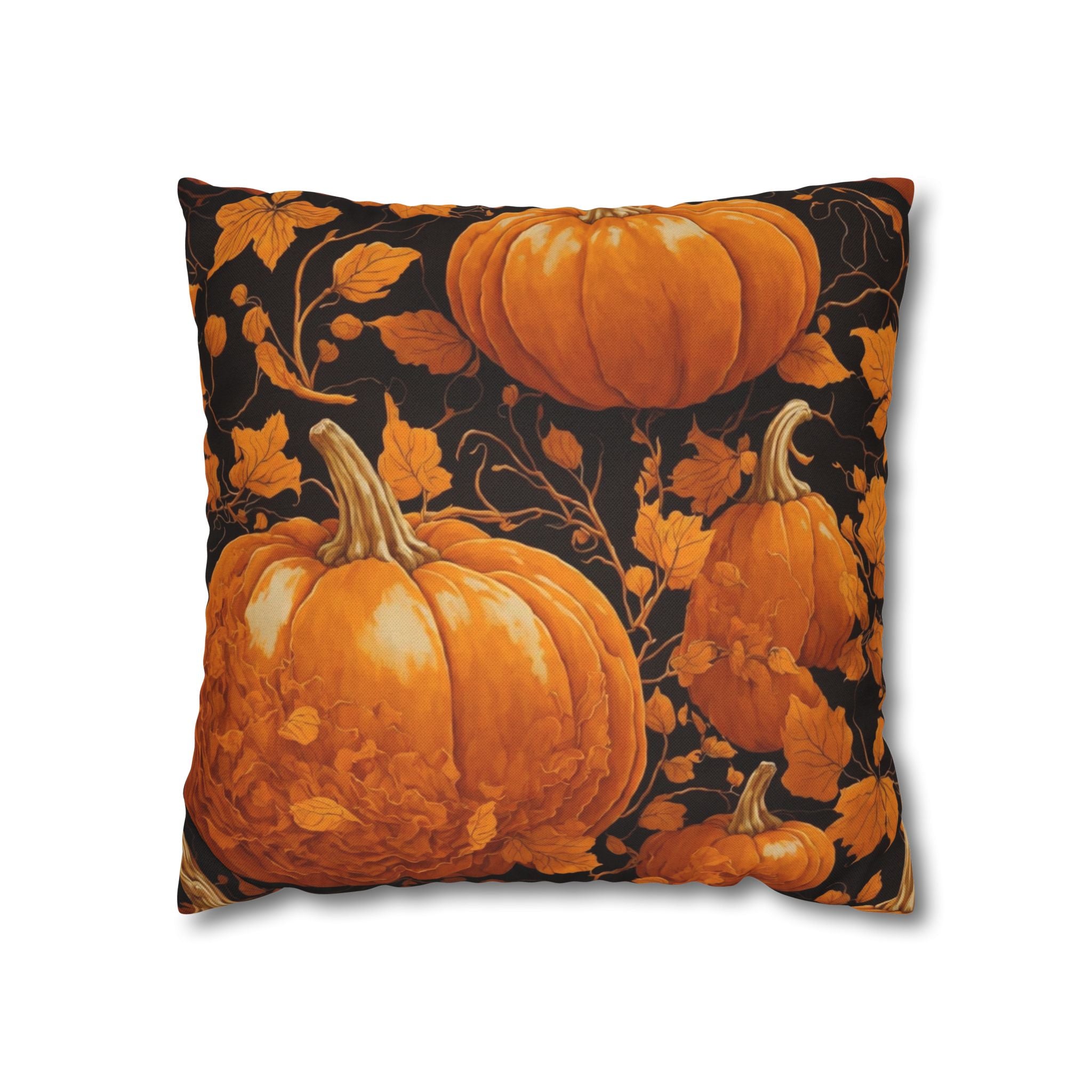 Glowing Golden Pumpkins Fall Designed Pillow Cover