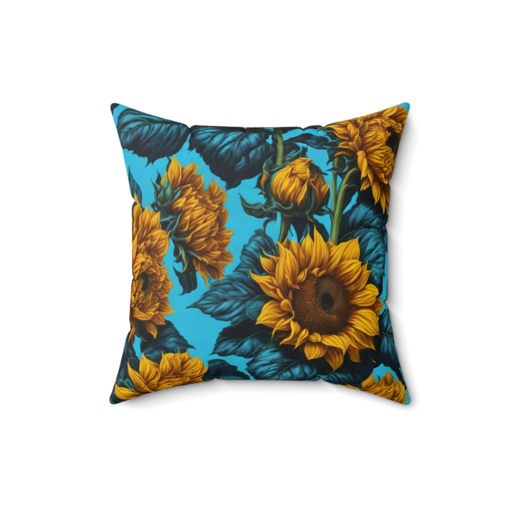 Breezy Sunny Sunflower Spun Polyester Square Floral Designed Throw Pillow 3 Available Sizes Insert Included