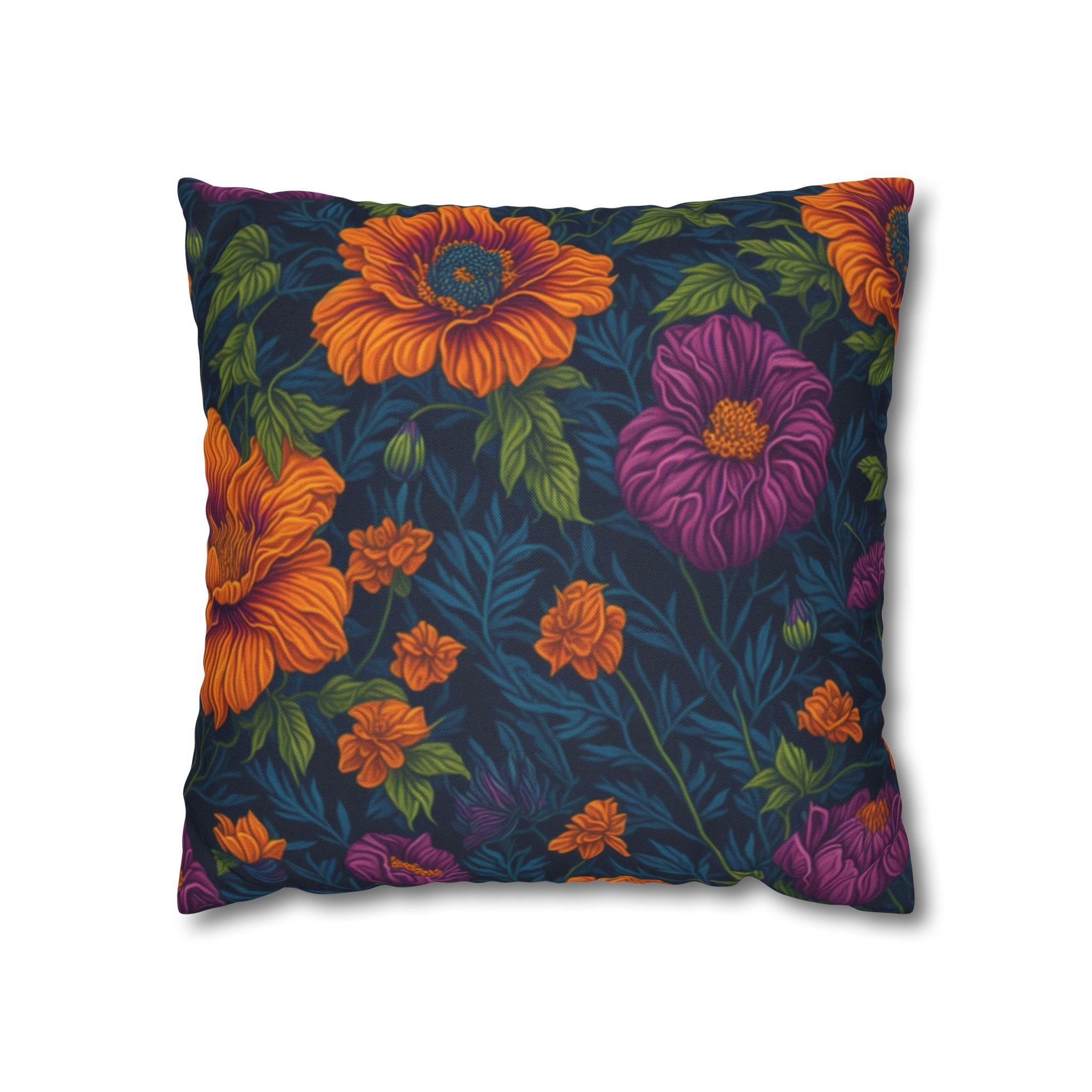 Botanical Tetraneuris Flowers Designed Spun Polyester Square Pillowcase