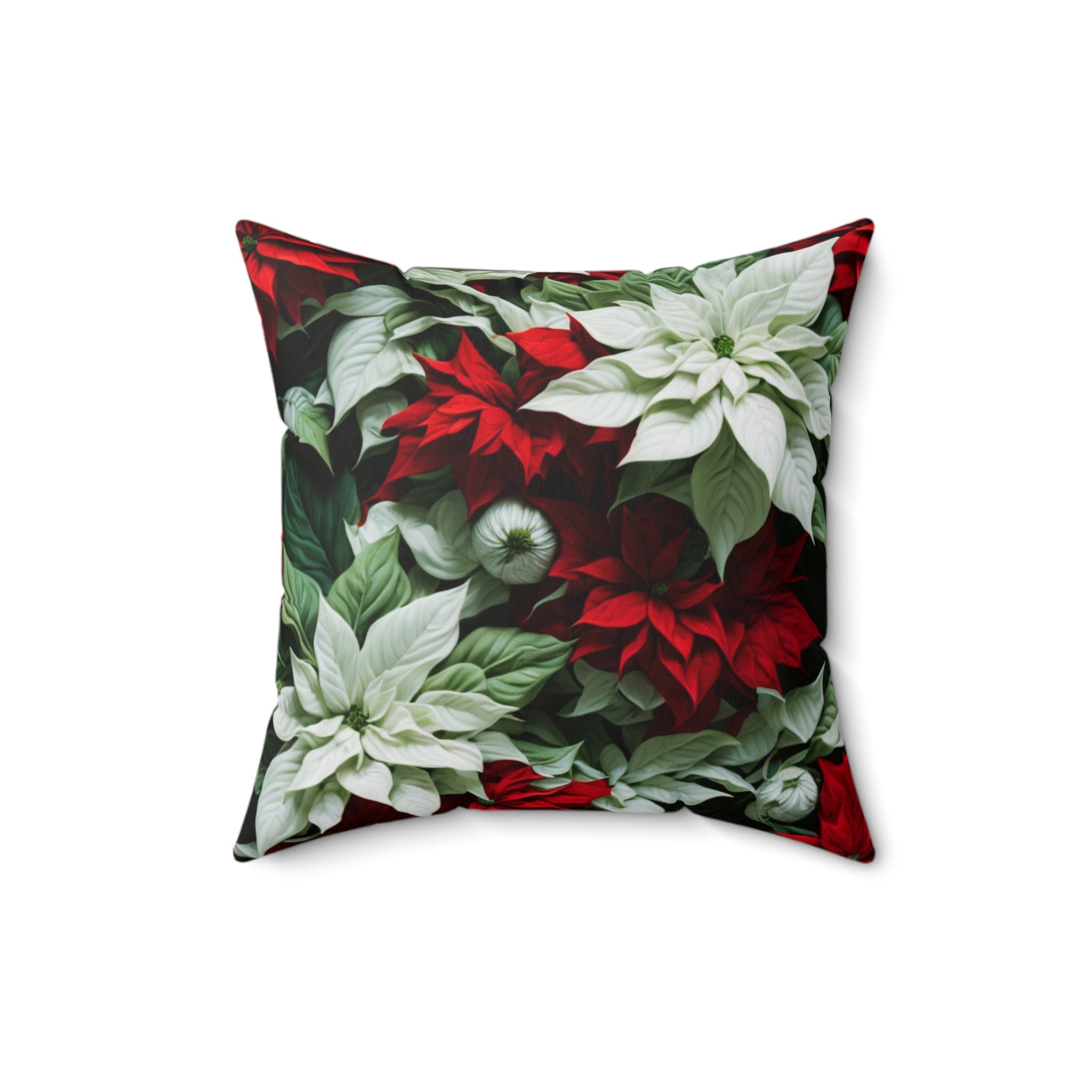 Blooming Bali Poinsettia Flower Design Spun Polyester Square Pillow - The Perfect Accent for Every Season -With Insert