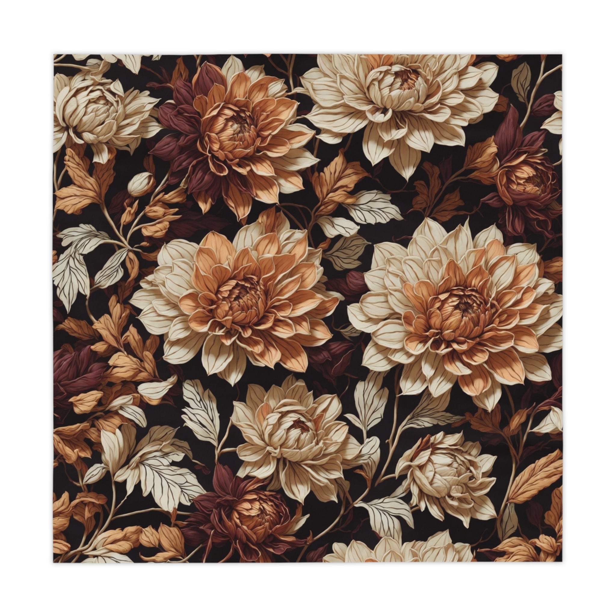 Delicate Autumn Dahlia Flower Designed Floral 55" X 55" Tablecloth