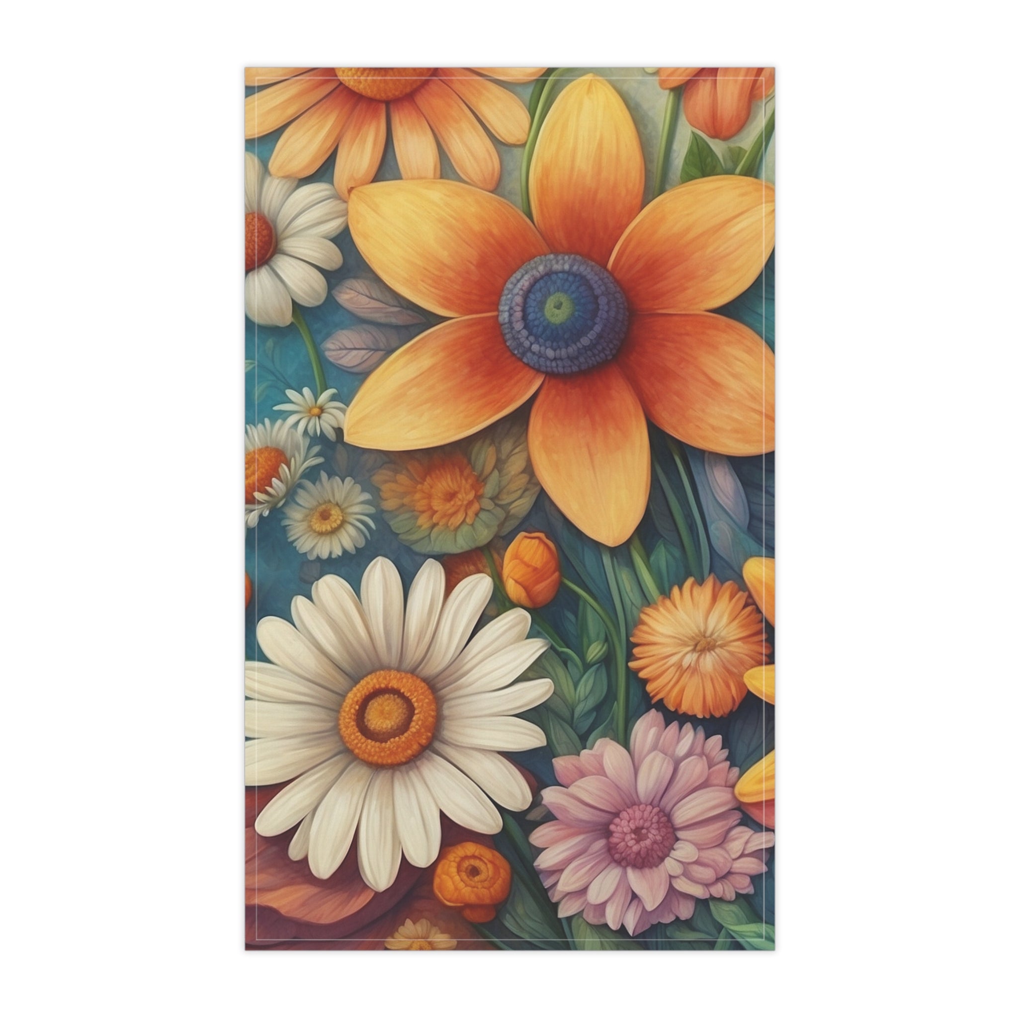 Summertime Full of Colorful Flowers Tea Towels (cotton, poly)