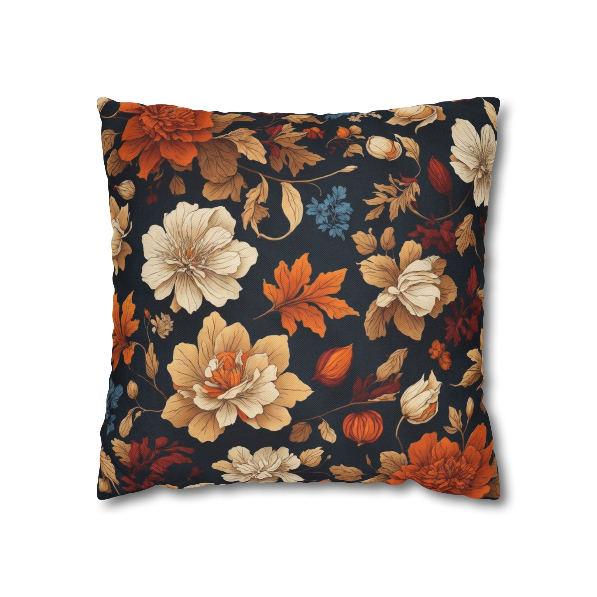 Warmth of Autumn Fall Floral Designed Spun Polyester Square Pillow Case