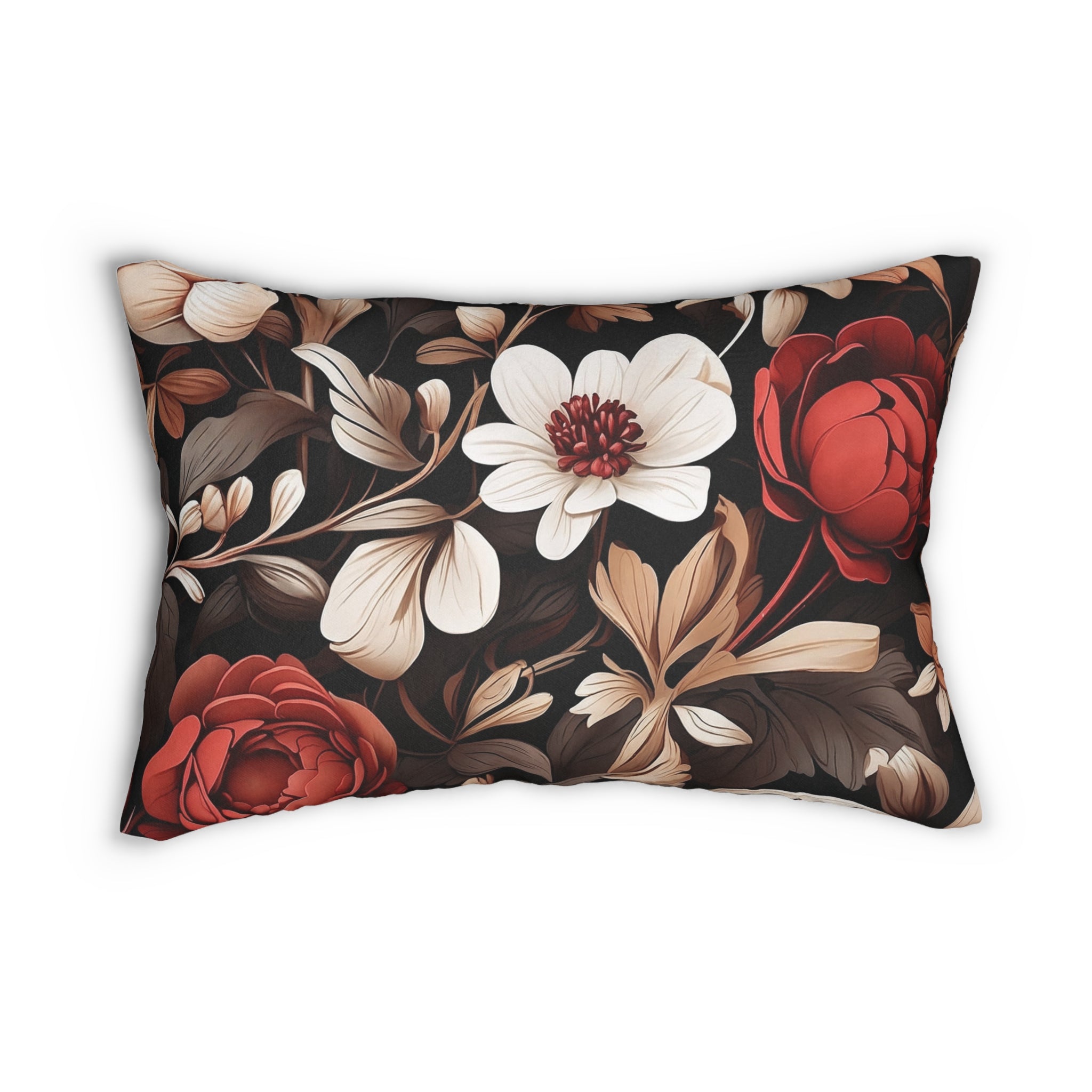 Dark and Moody Spring Flowers Spun Polyester Lumbar Pillow Insert included