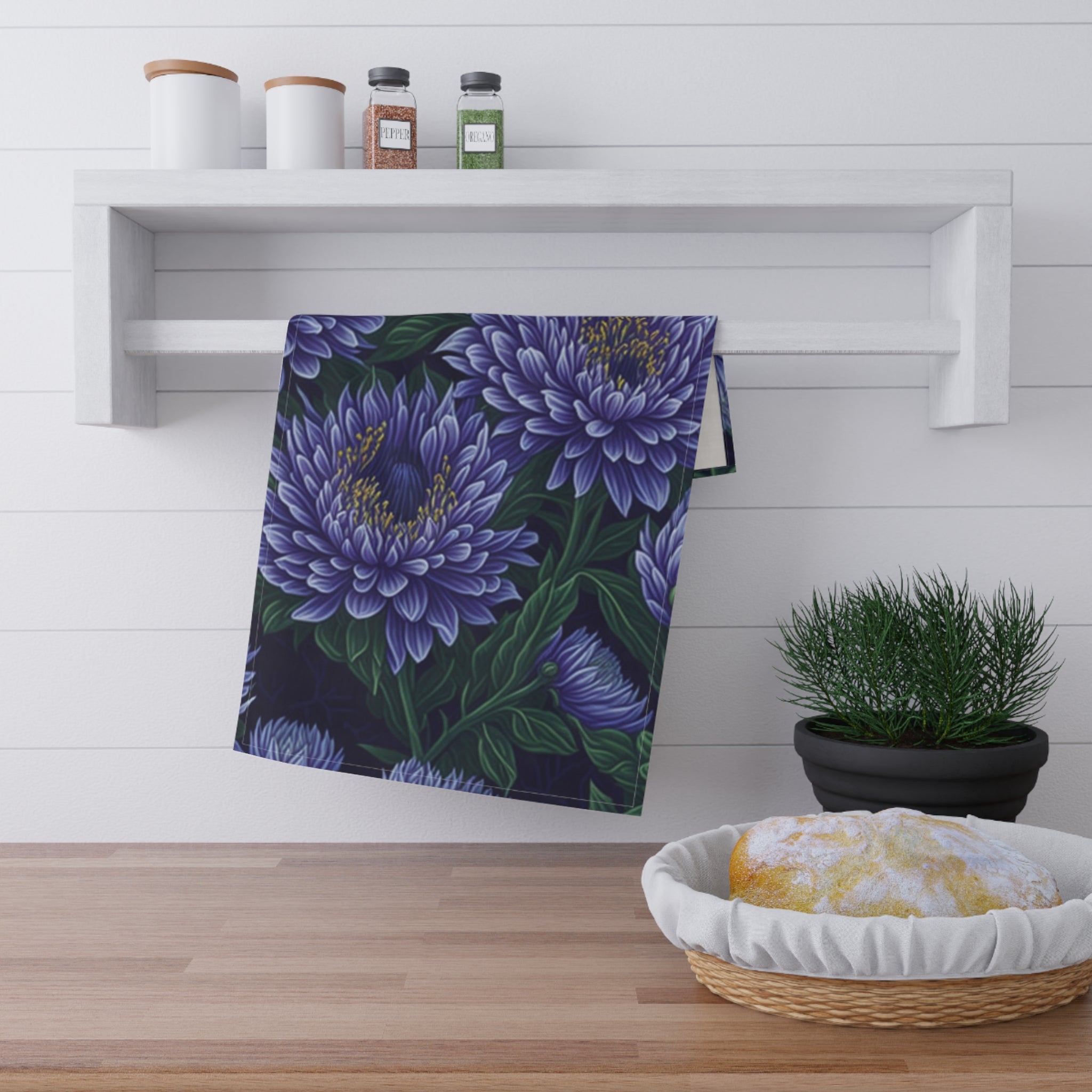 Brilliant Stokesia Floral Designed Tea Towels (cotton, poly)