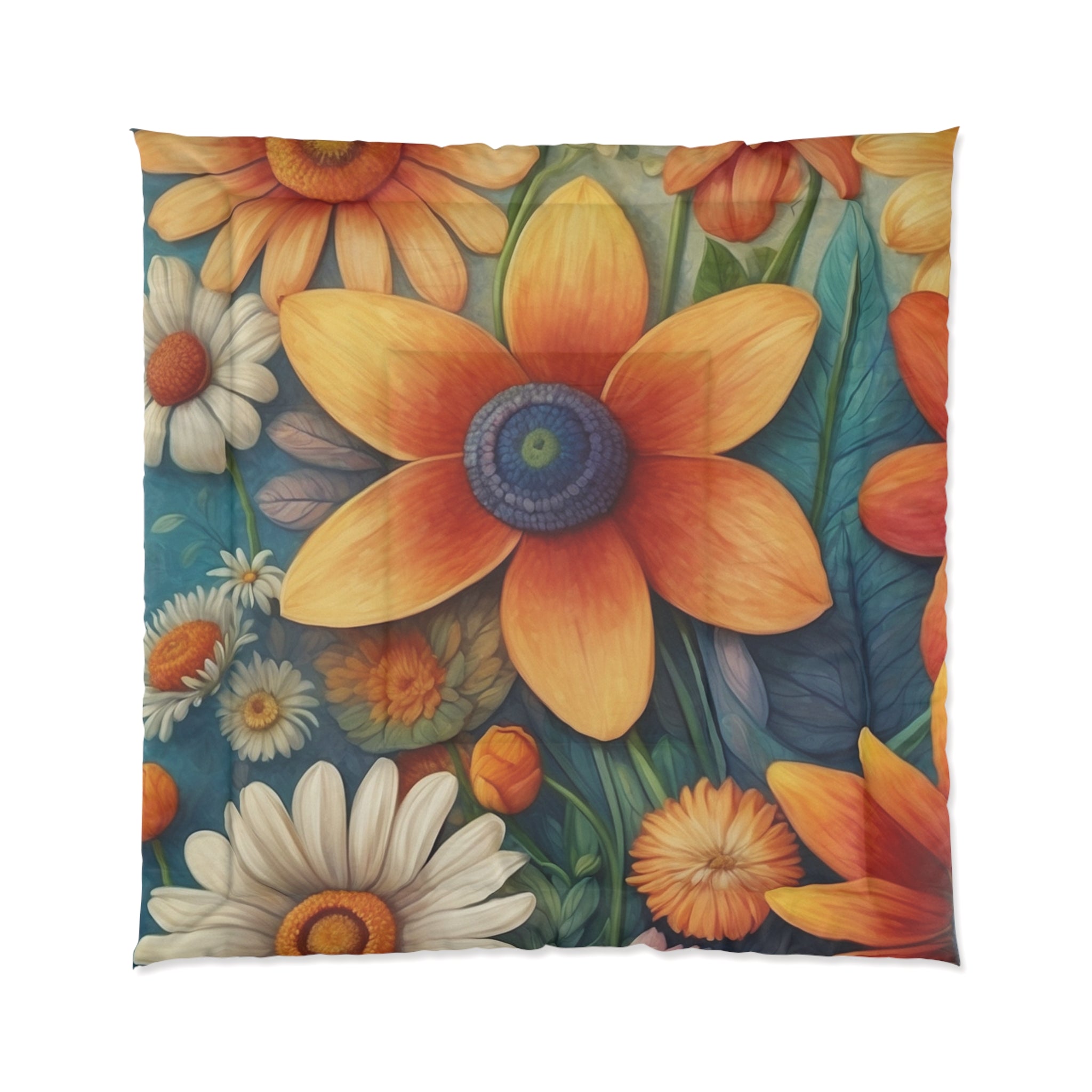 Summertime Full of Colorful Flowers Comforter Multiple Sizes Available