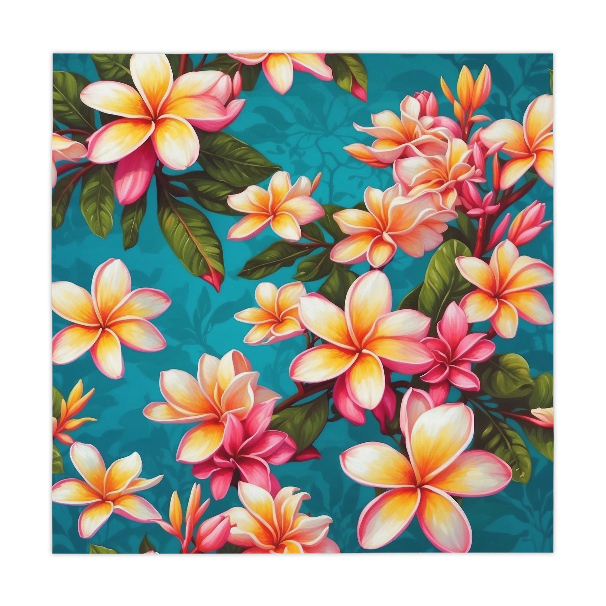 Bold Summer Plumeria Flower Designed 55" X 55" Tablecloth