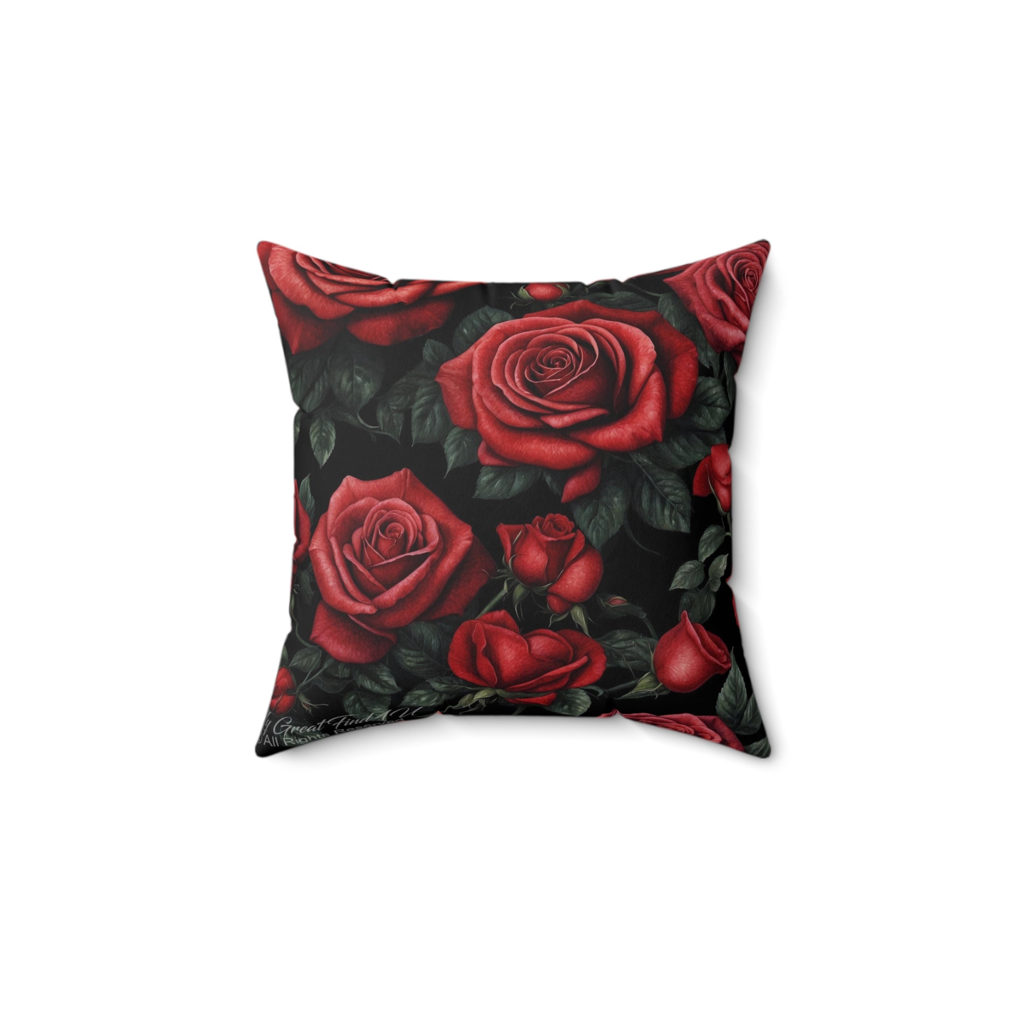 Picture Perfect Red Roses Awakening Designed Spun Polyester Square Pillow - Double-Sided Print, Concealed Zipper, Various Sizes - Insert Included