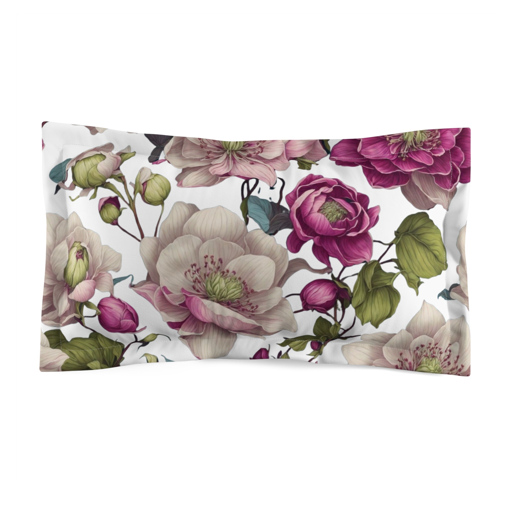 Gentile Spring Helleborus Flowers Design Microfiber Pillow Sham