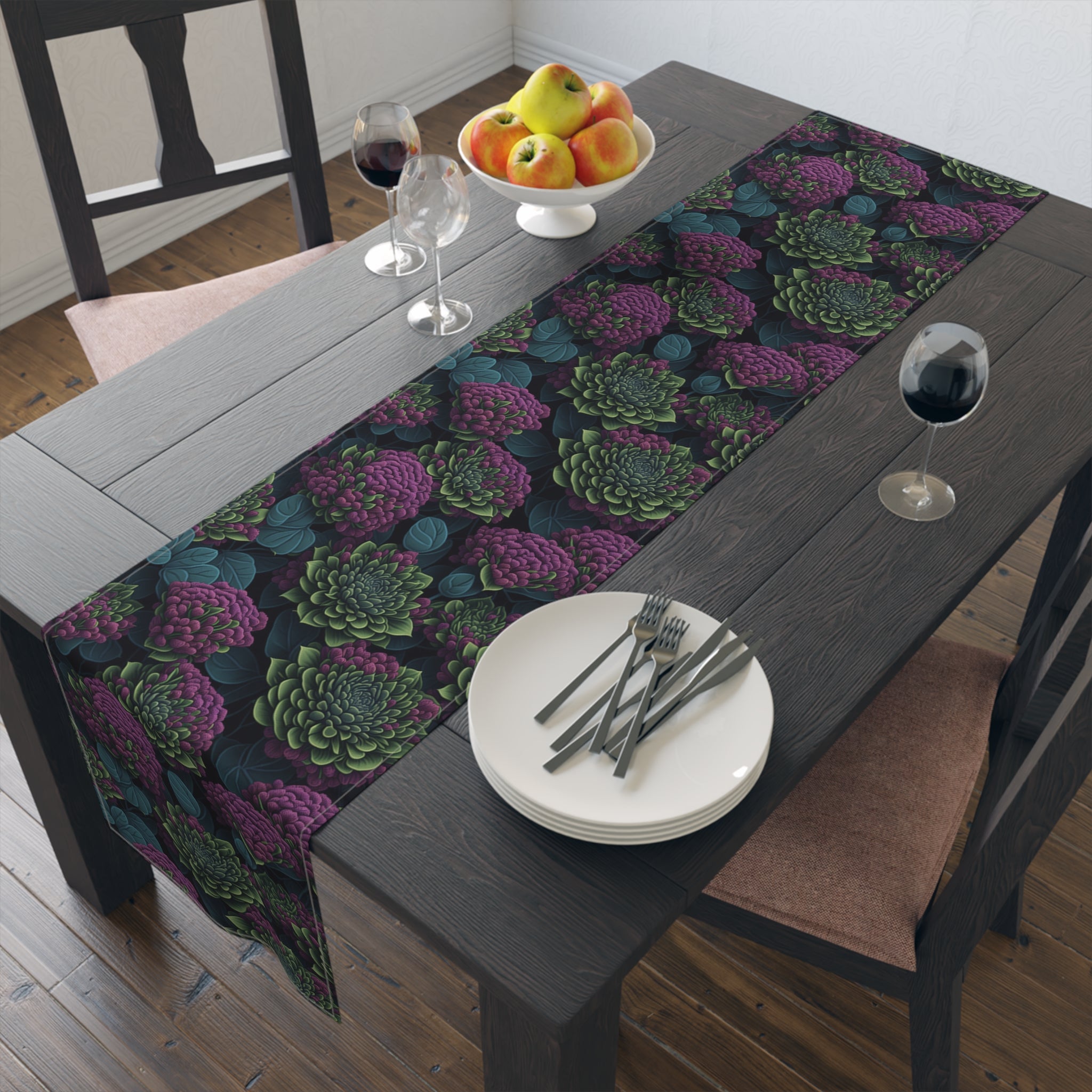 Alluring Sedum Flowers Designed Table Runner (Cotton, Poly) Available in 2 Sizes