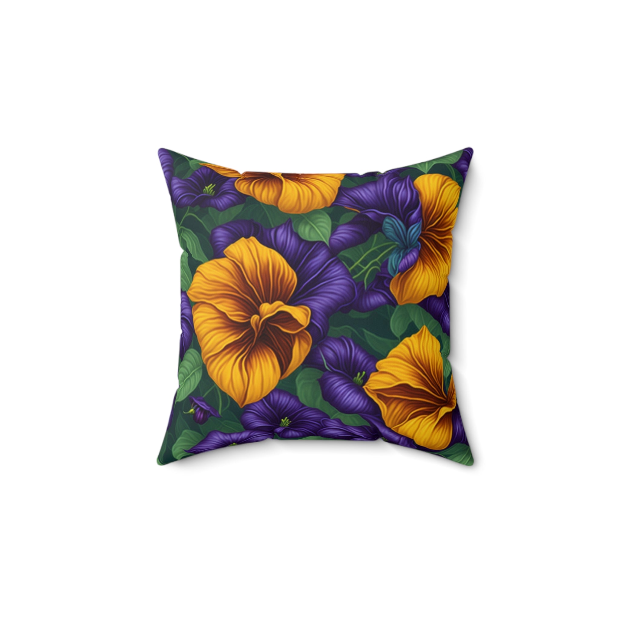 Futuristic Thunbergia Flowers Designed Throw Pillow - Floral Elegance in Multiple Sizes - with Insert