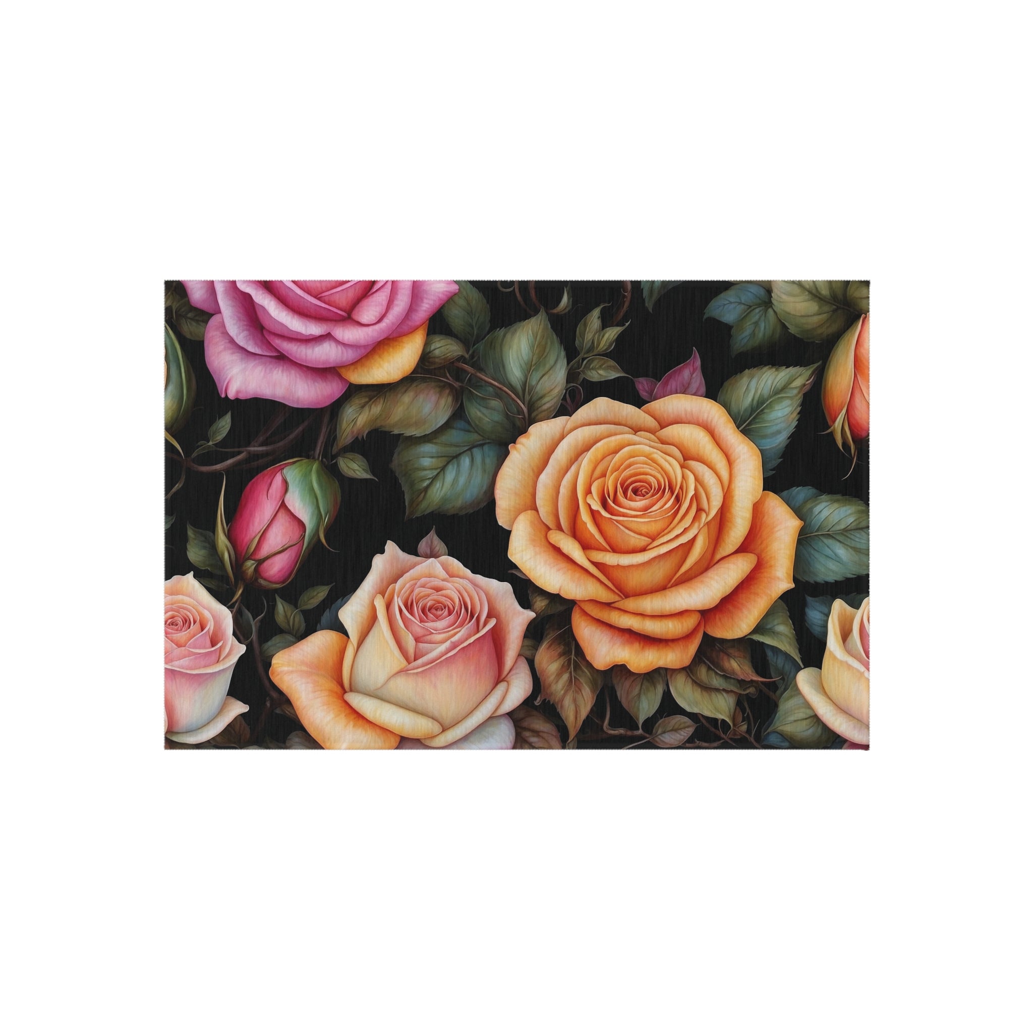 Captivating Pastel Floral Rose Designed Indoor Outdoor Rug Available in Multiple Sizes