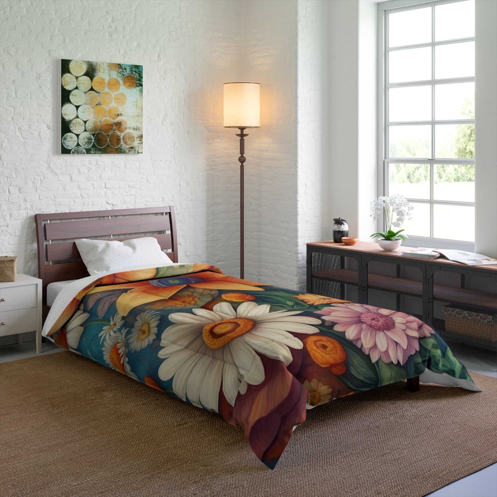 Summertime Full of Colorful Flowers Comforter Multiple Sizes Available